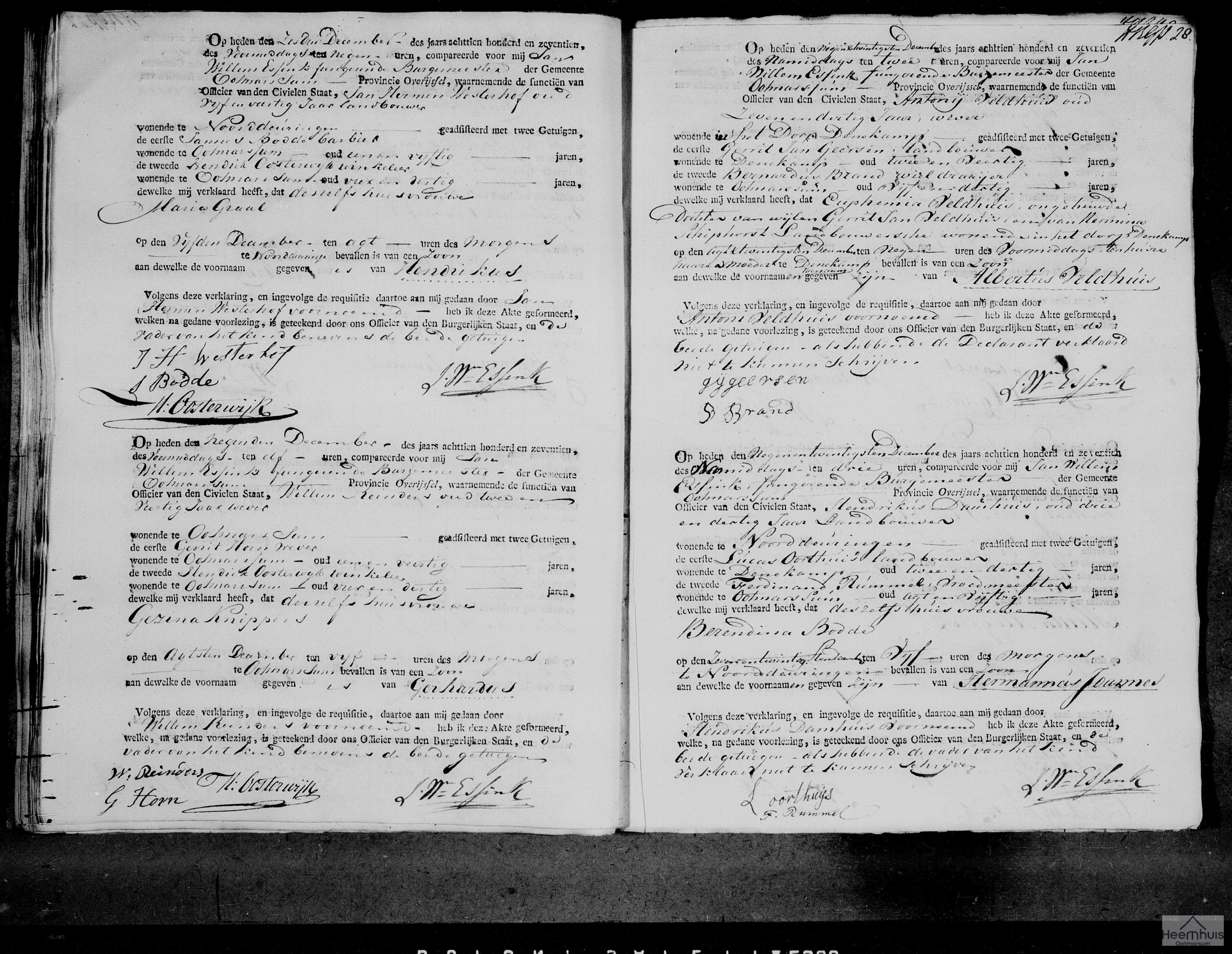Geboorteakte van Hermannus Joannes Damhuis Geboorteakte van Hermannus Joannes Damhuis