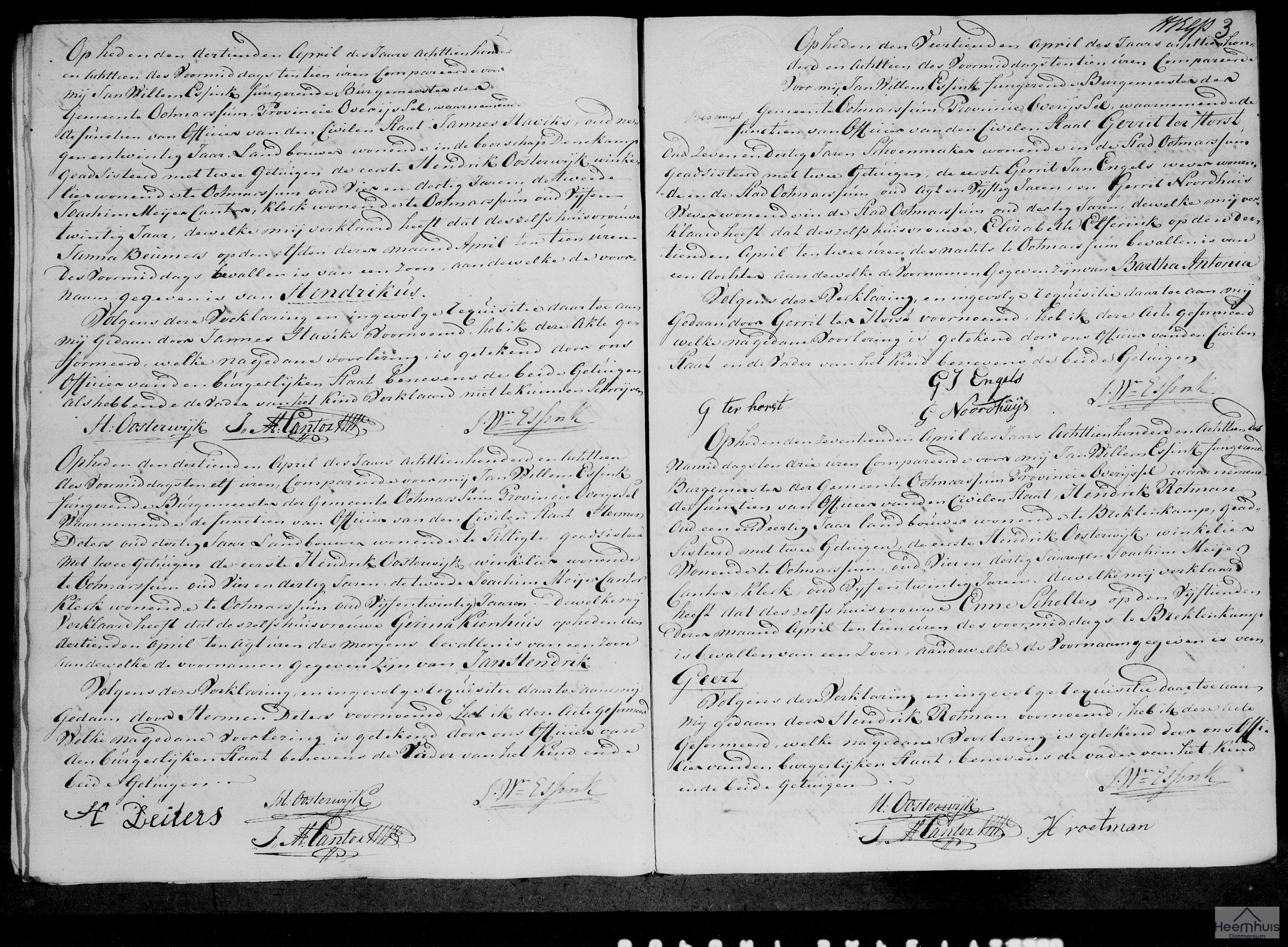 Geboorteakte van Hendrikus Haviks
