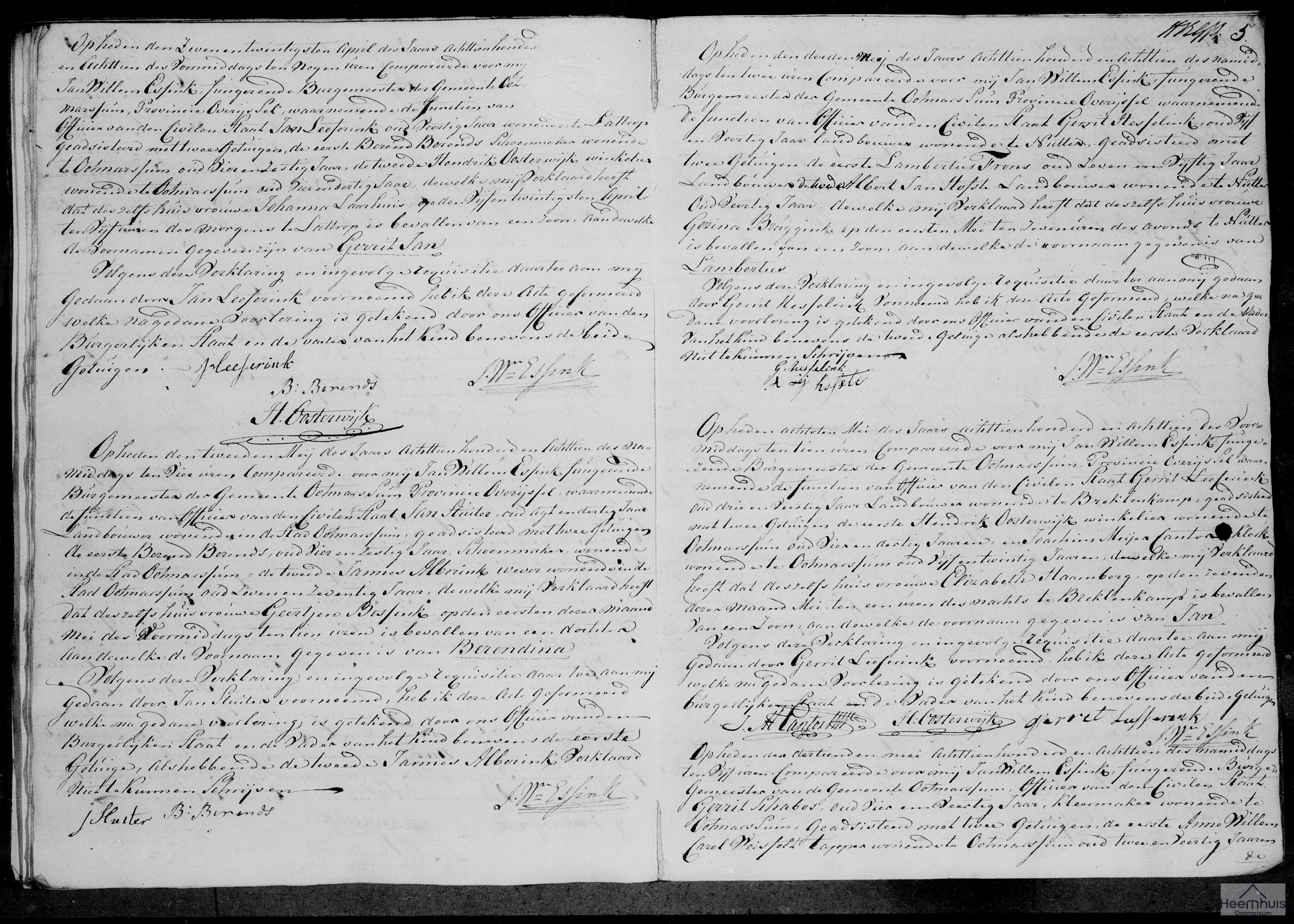 Geboorteakte van Lambertus Hesselink