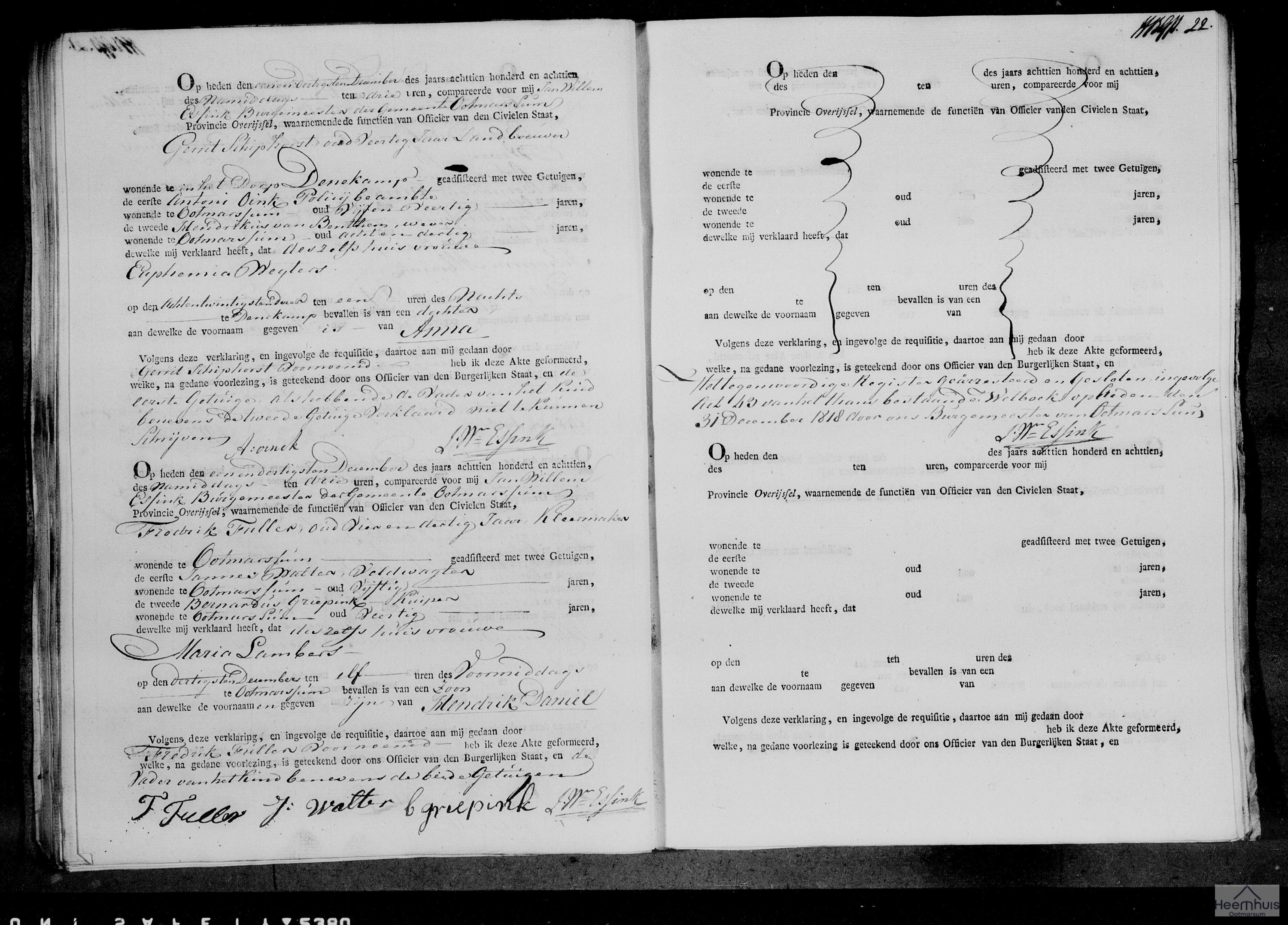 Geboorteakte van Hendrik Daniel Fuller