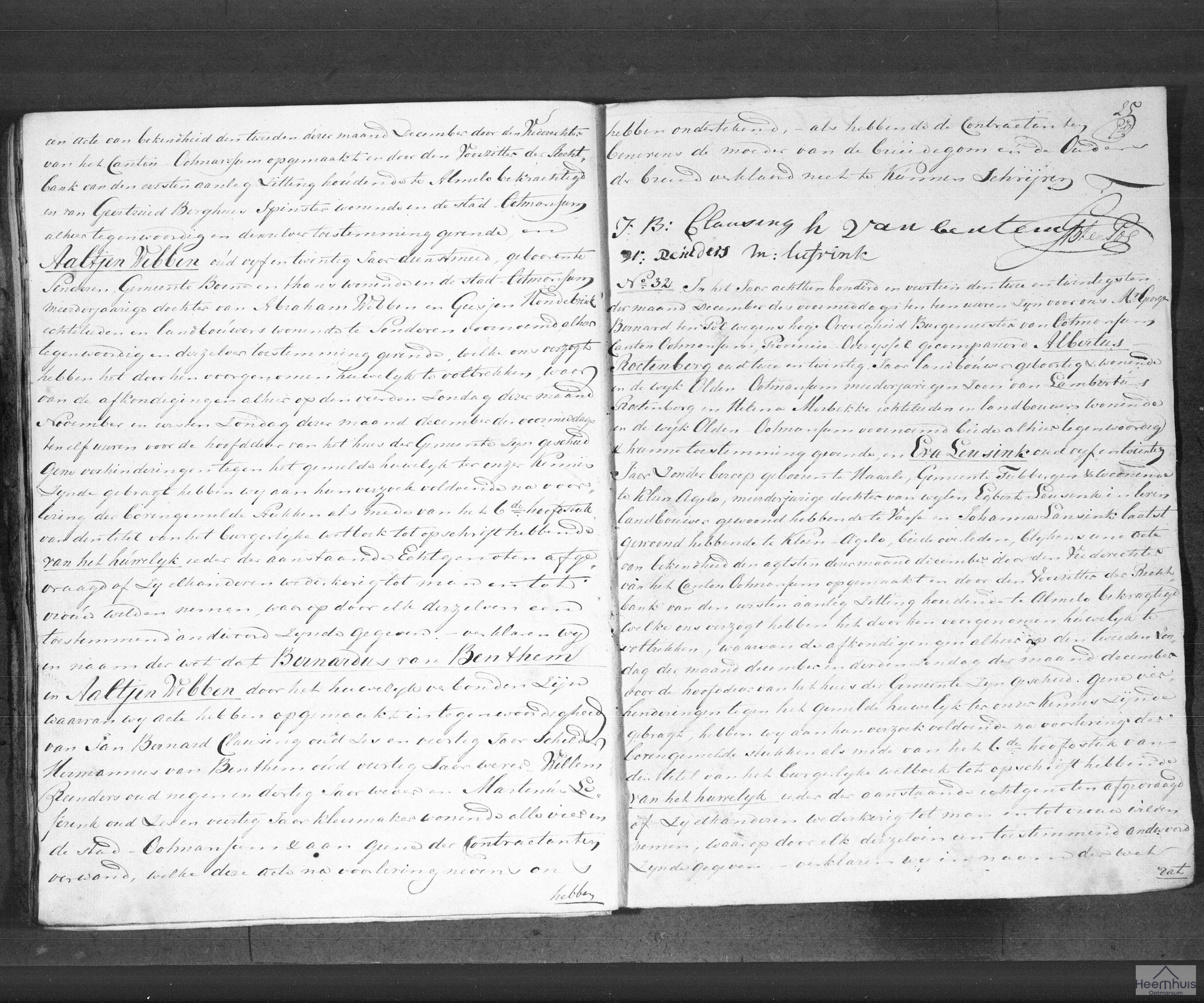 Huwelijksakte van Albertus Roetenberg en Eva Leusink