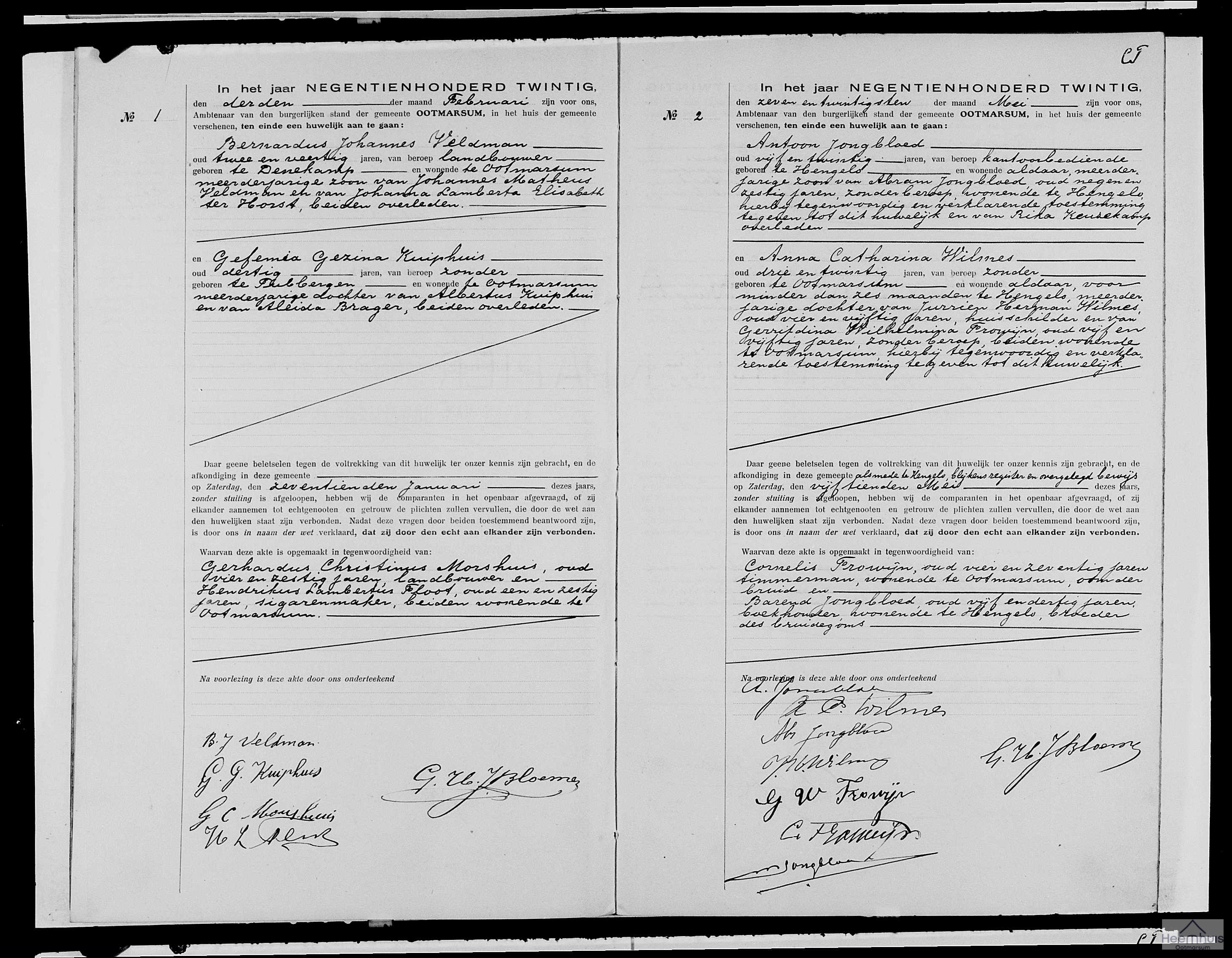 Huwelijksakte van Antoon Jongbloed en Anna Catharina Wilmes Huwelijksakte van Antoon Jongbloed en Anna Catharina Wilmes