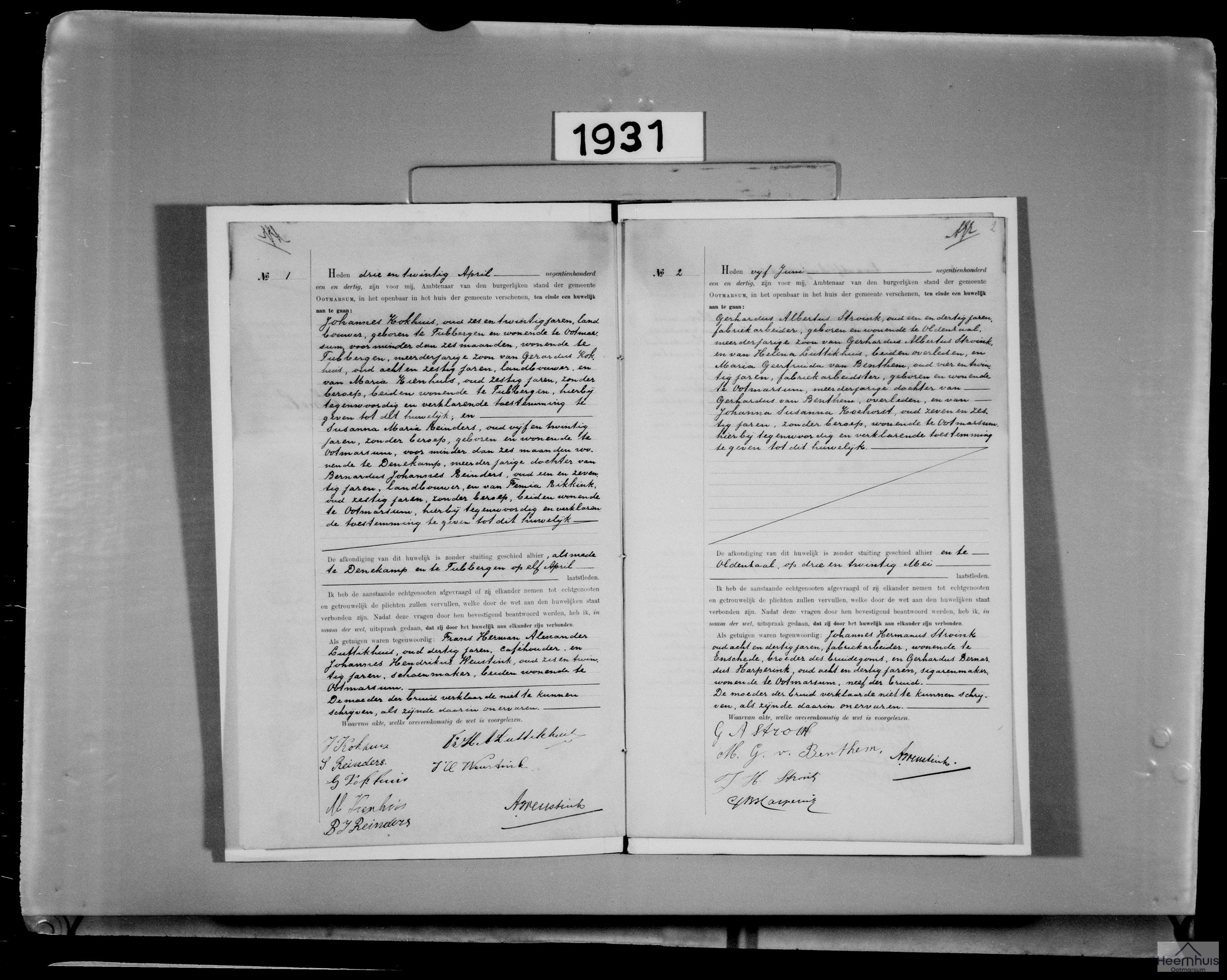 Huwelijksakte van Gerhardus Albertus Stroink en Maria Geertruida van Benthem Huwelijksakte van Gerhardus Albertus Stroink en Maria Geertruida van Benthem
