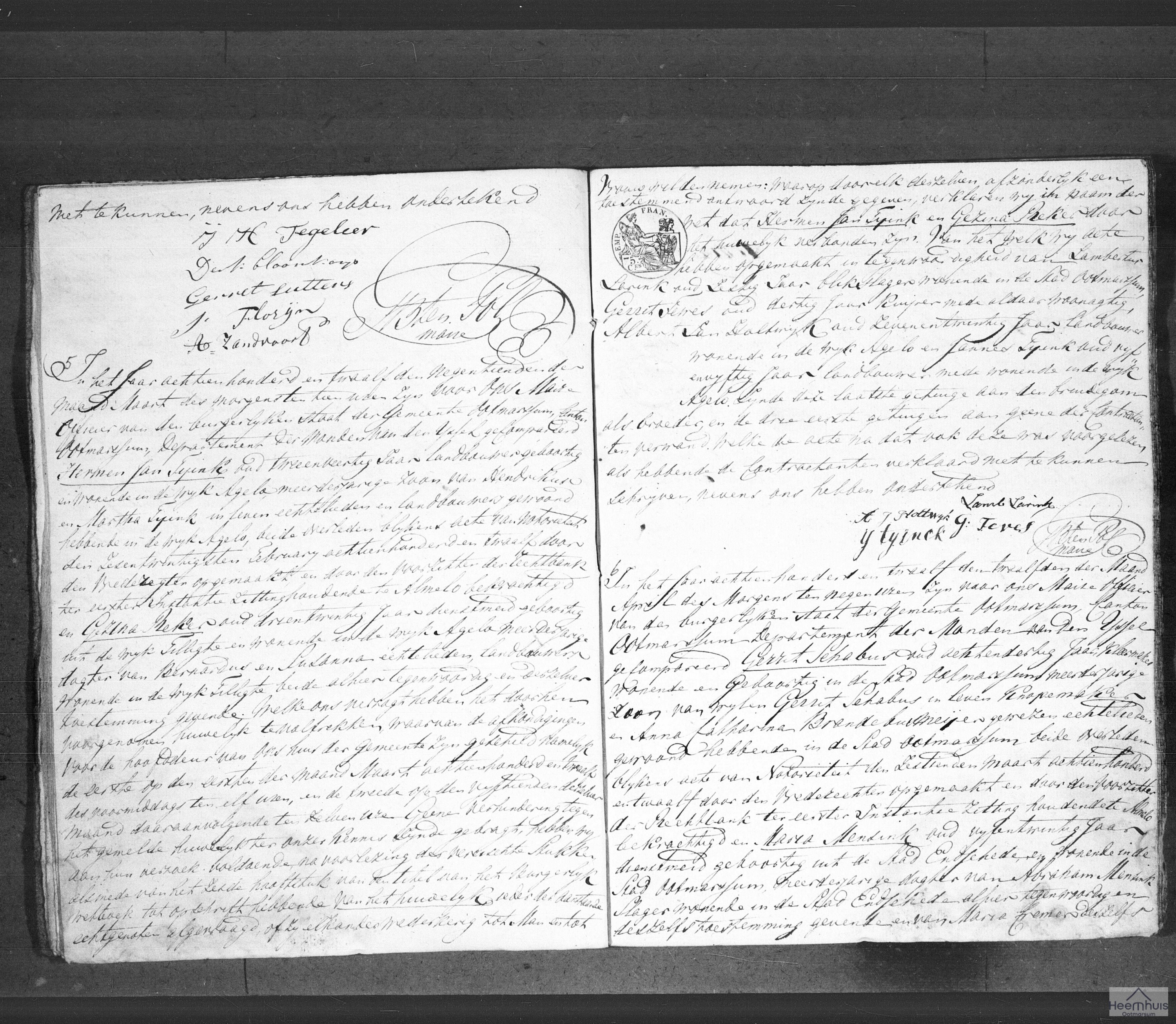 Huwelijksakte van Hermen Jan Tijink en Gezina Reker Huwelijksakte van Hermen Jan Tijink en Gezina Reker