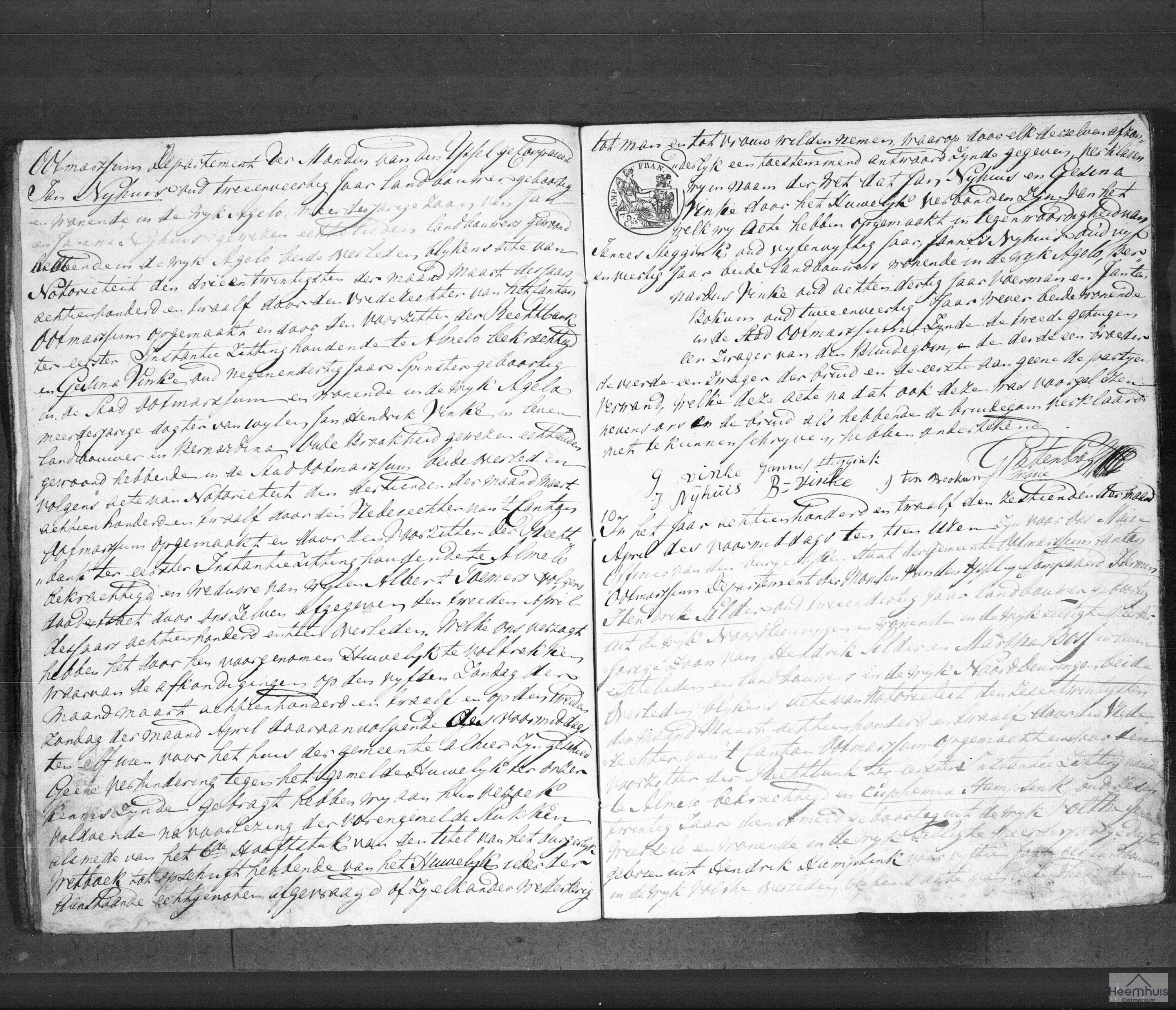 Huwelijksakte van Hermen Hendrik Silder en Euphemia Hampsink