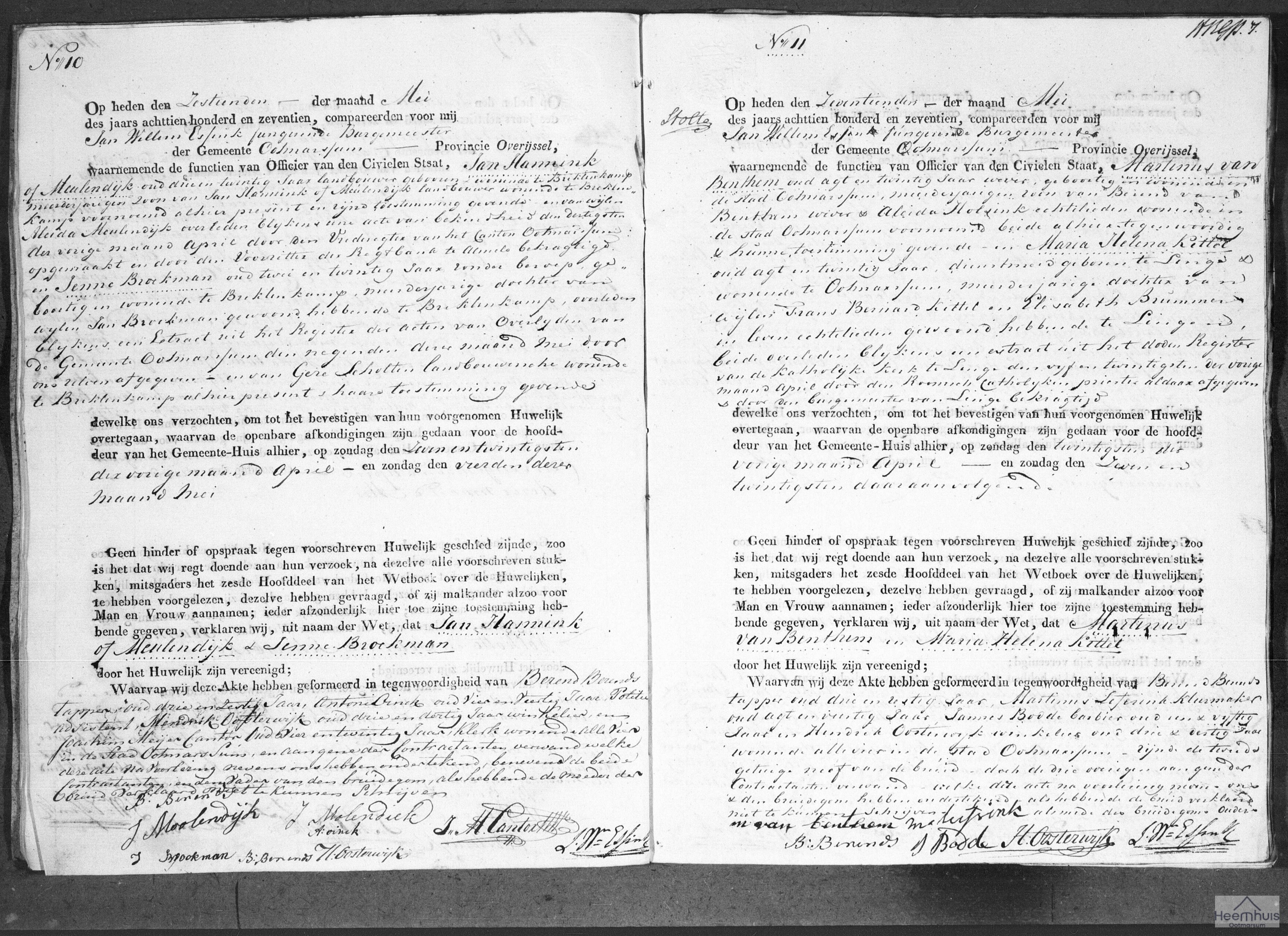 Huwelijksakte van Martinus van Benthem en Maria Helena Kittel