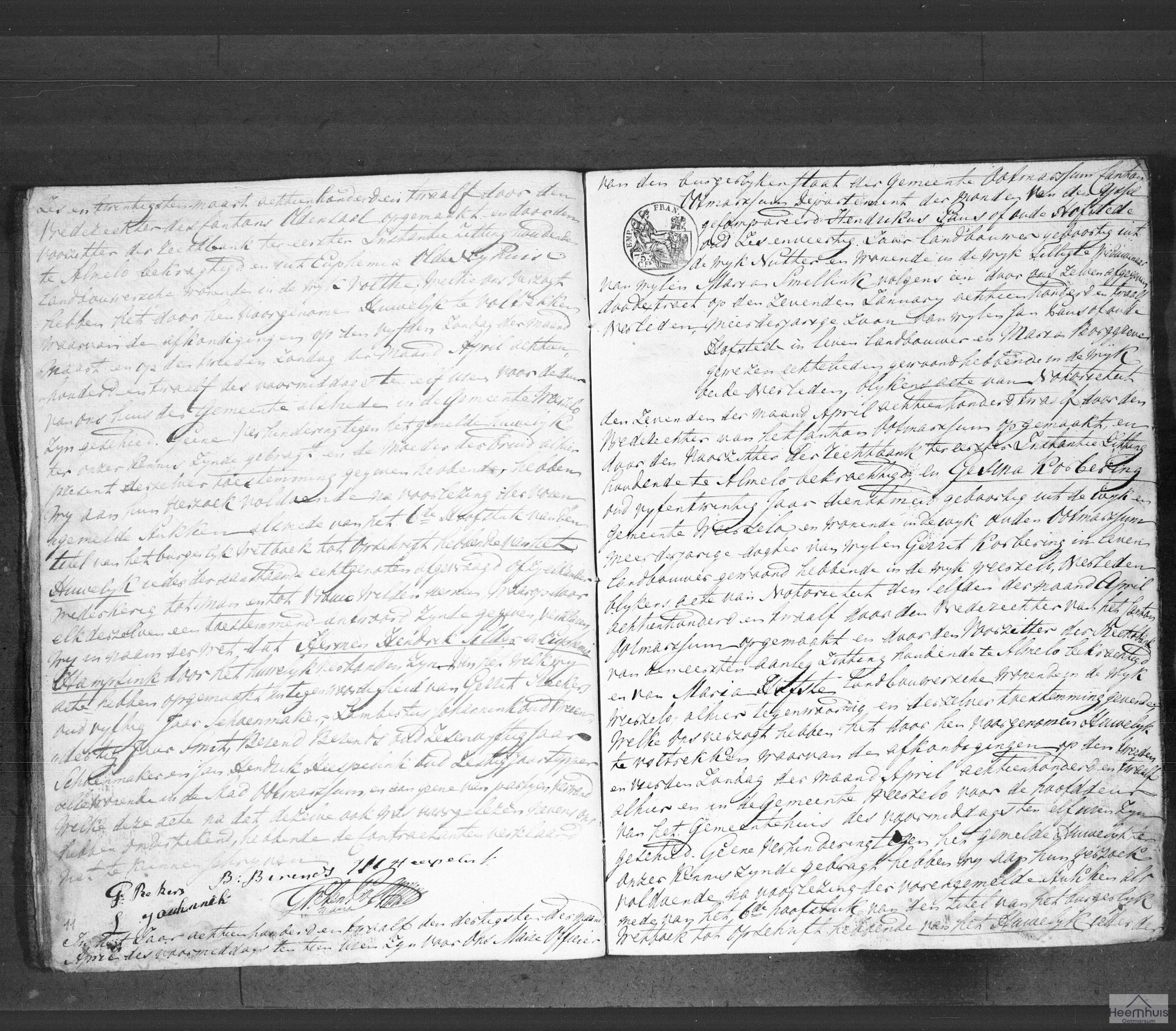 Huwelijksakte van Hendrikus Paus of Oude Hofstede en Gezina Korbering