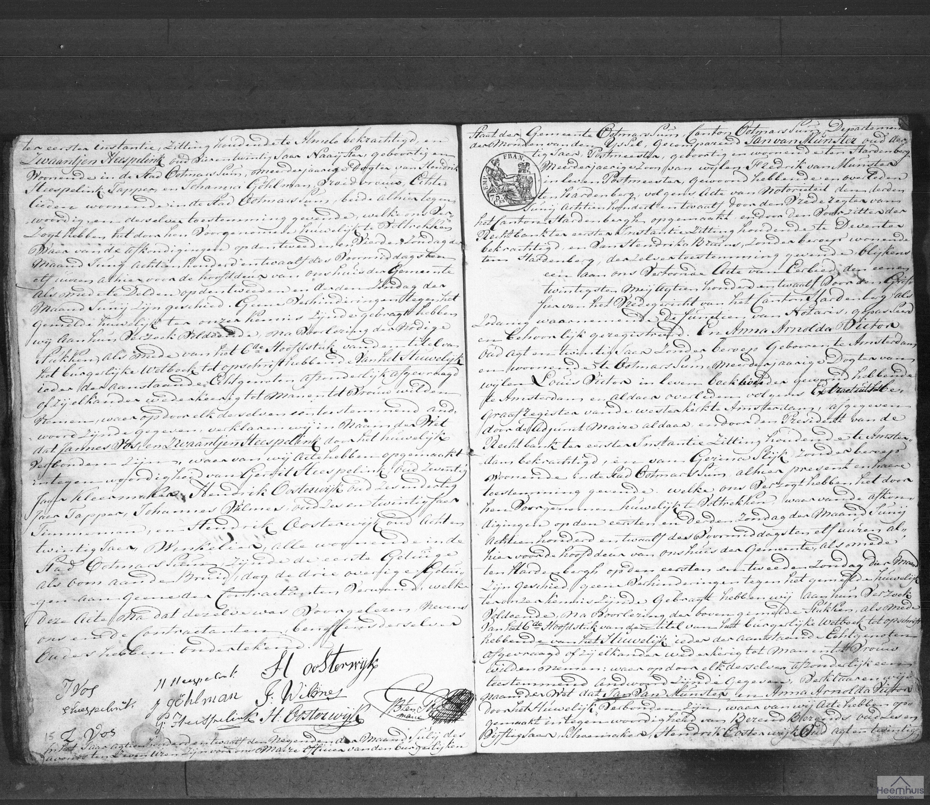 Huwelijksakte van Jan van Munster en Anna Arnolda Victor