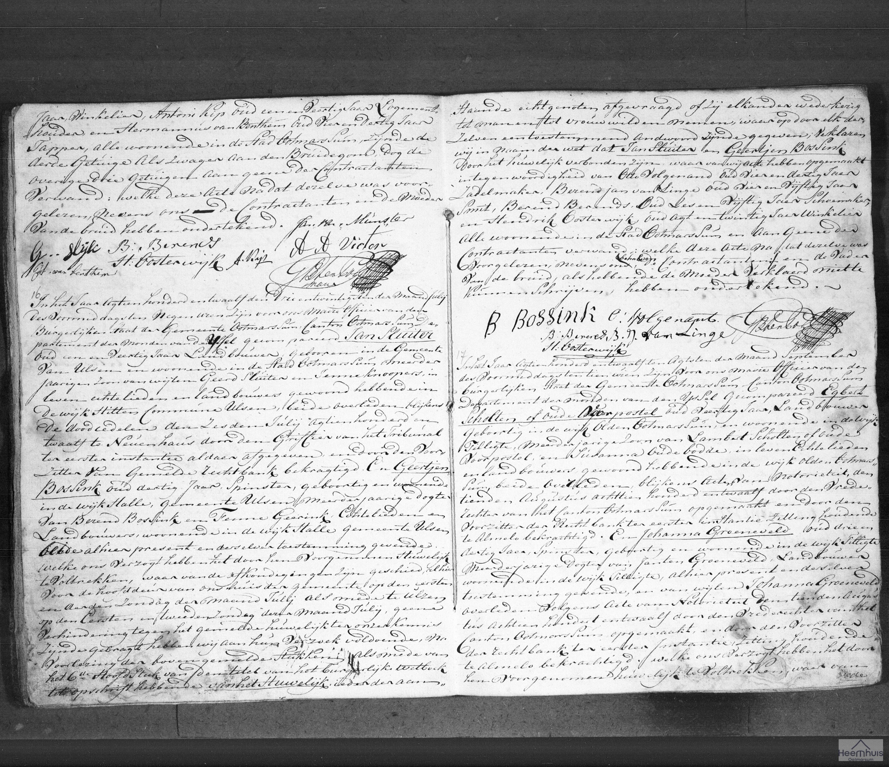 Huwelijksakte van Jan Sluiter en Geertjen Bossink