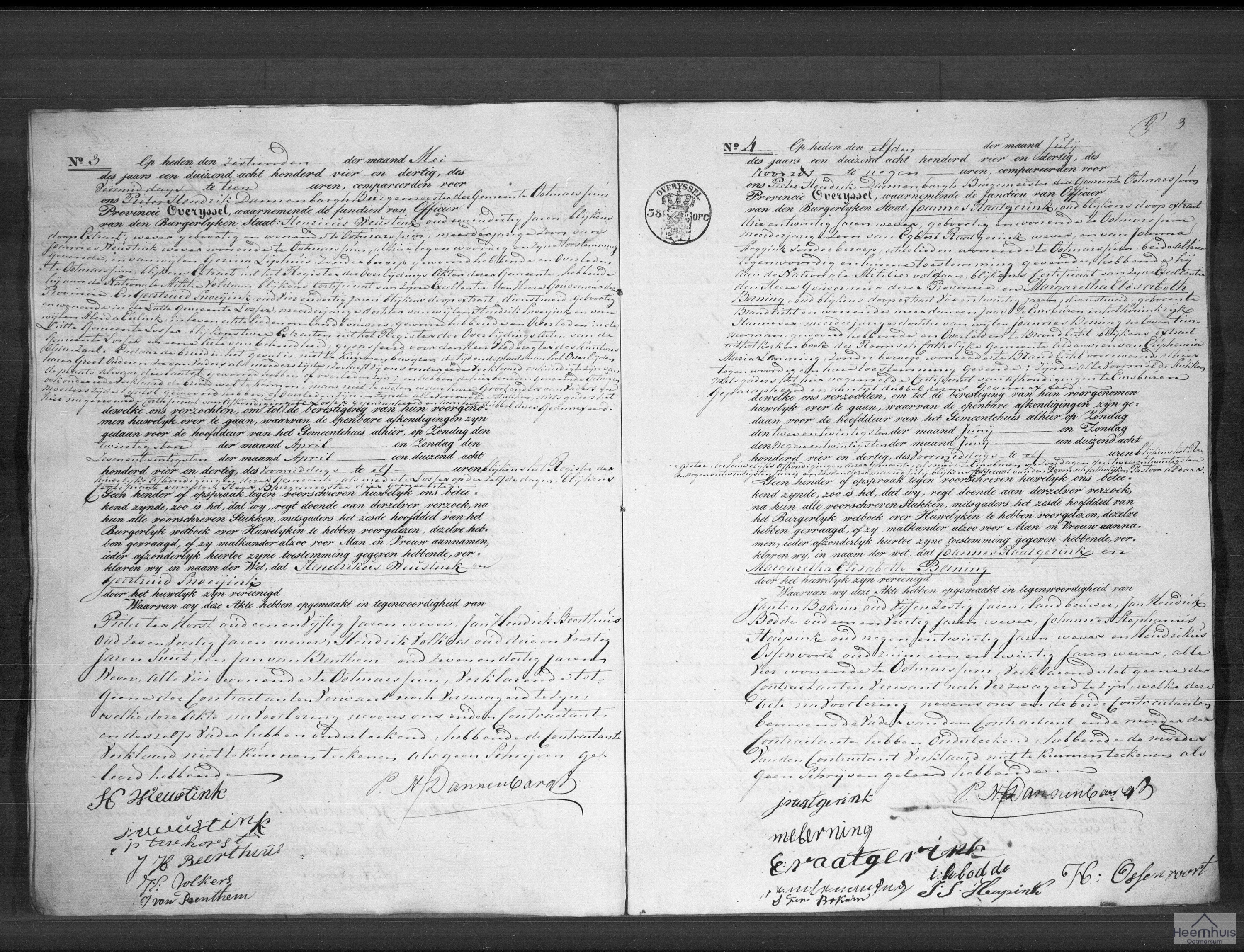 Huwelijksakte van Joannes Raatgerink en Margaretha Elisabeth Berning