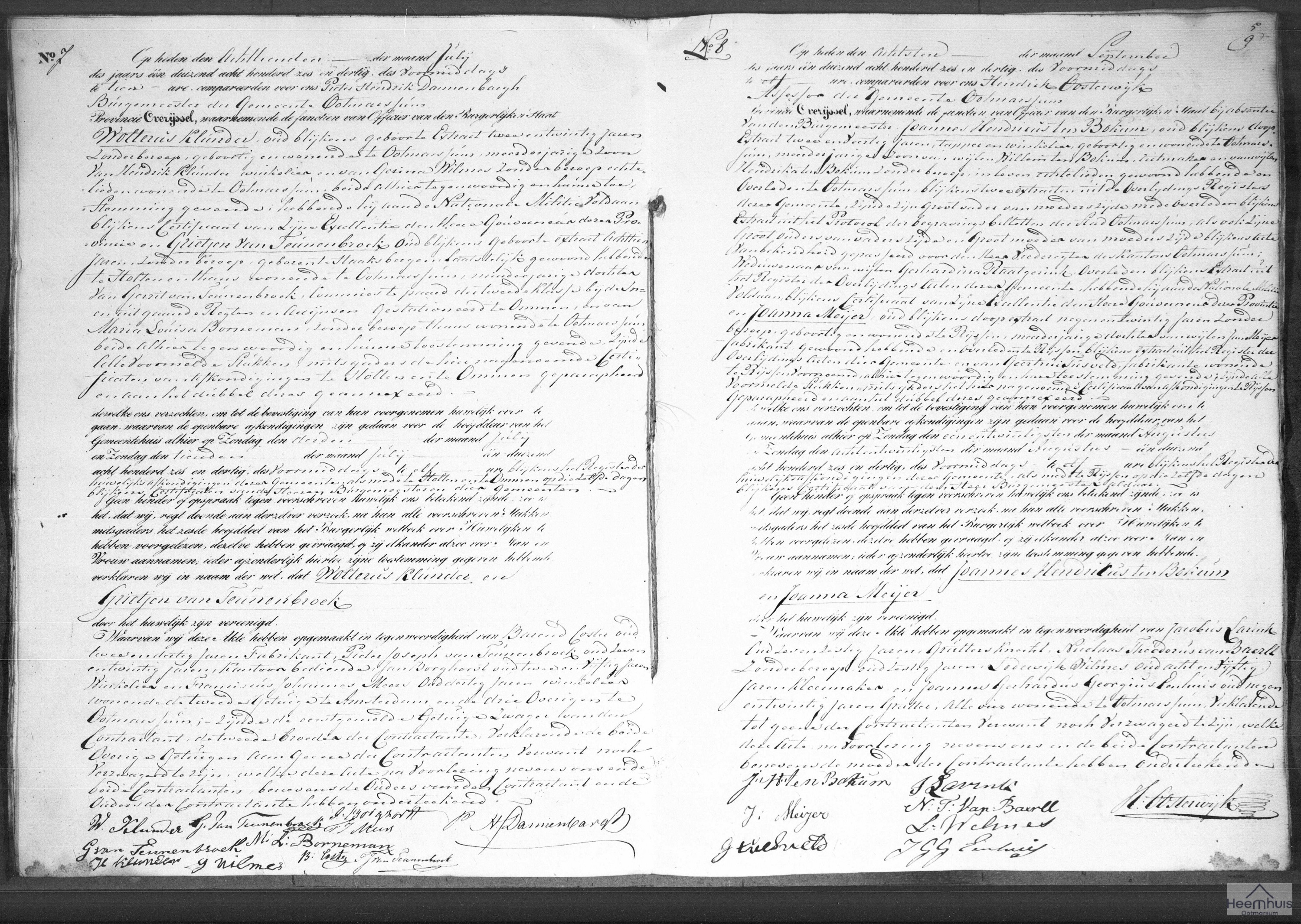 Huwelijksakte van Wolterus Klunder en Grietjen van Teunenbroek