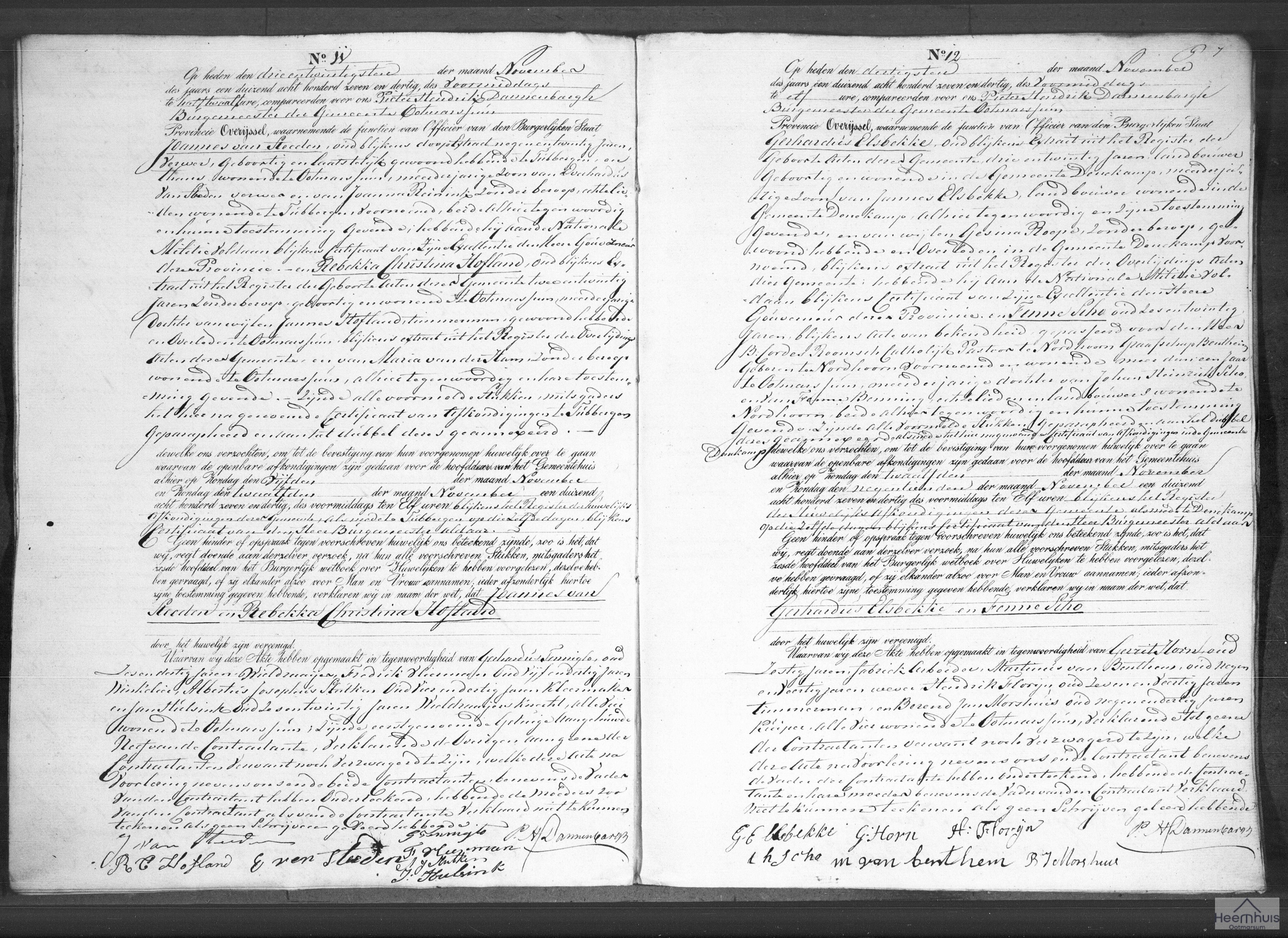 Huwelijksakte van Gerhardus Elsbekke en Fenne Scho