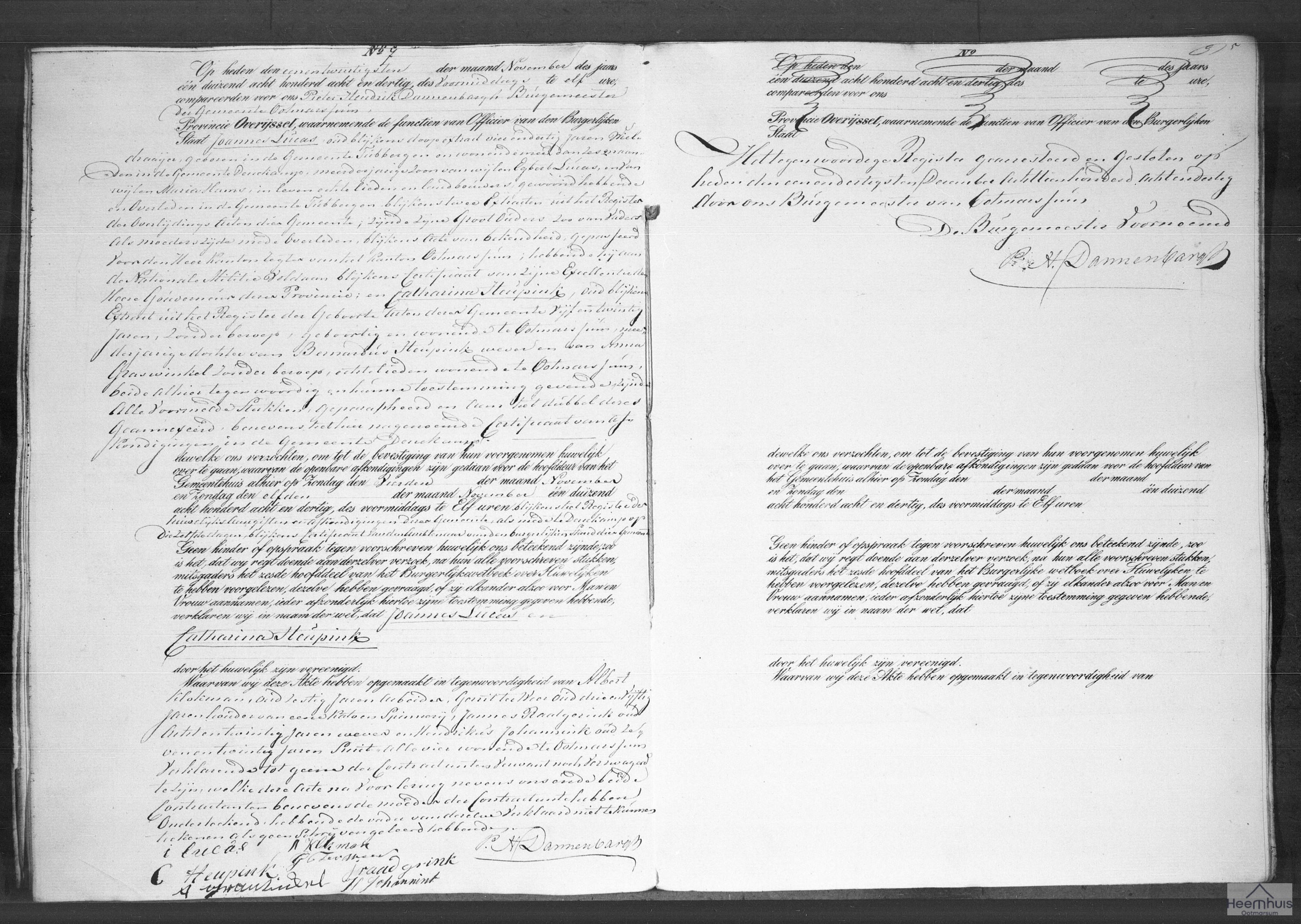 Huwelijksakte van Joannes Lucas en Catharina Heupink