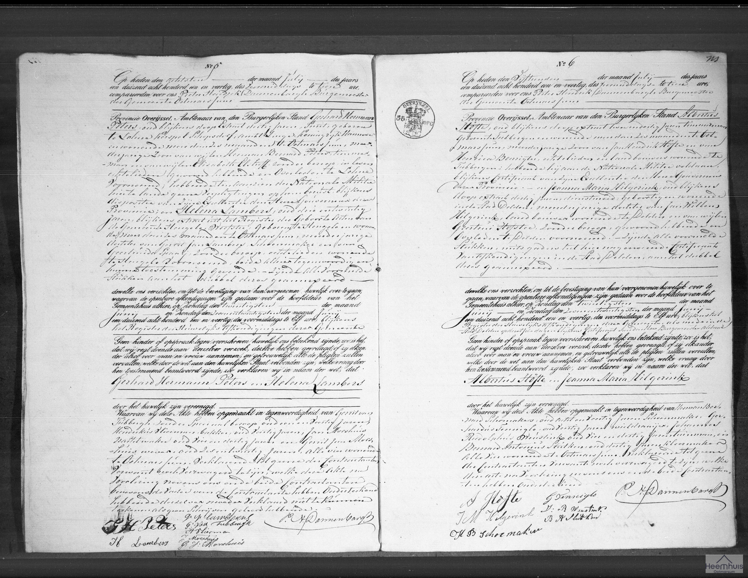 Huwelijksakte van Gerhard Hermann Peters en Helena Lambers Huwelijksakte van Gerhard Hermann Peters en Helena Lambers