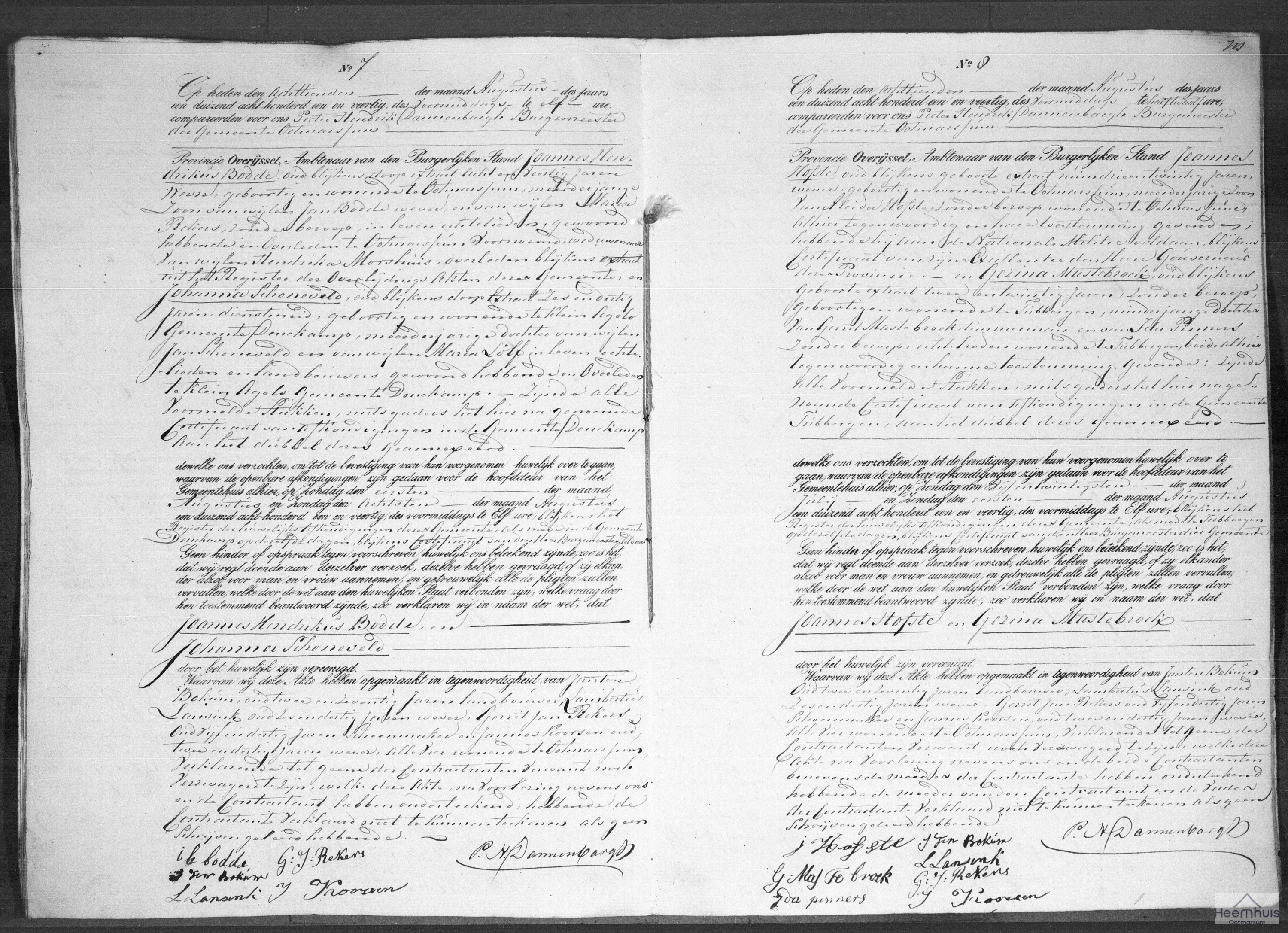 Huwelijksakte van Joannes Hofste en Gezina Mastebroek Huwelijksakte van Joannes Hofste en Gezina Mastebroek