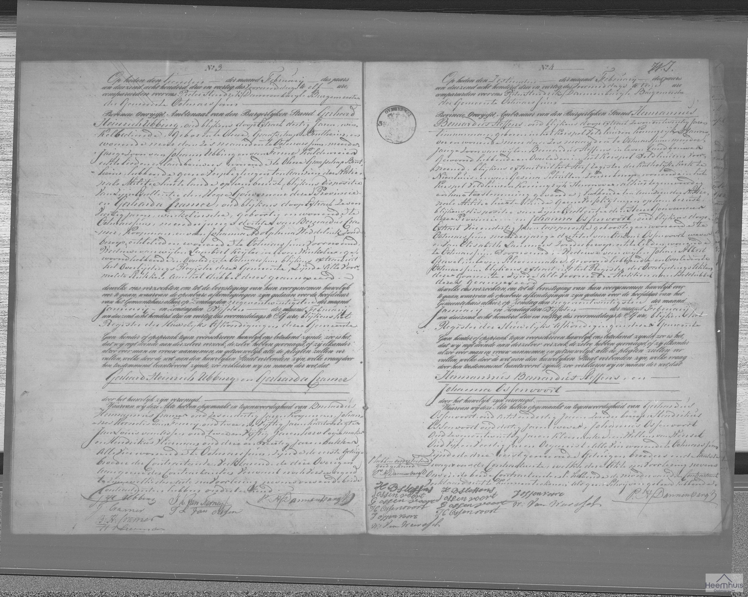 Huwelijksakte van Gerhard Heinrich Ubbing en Gerharda Cramer