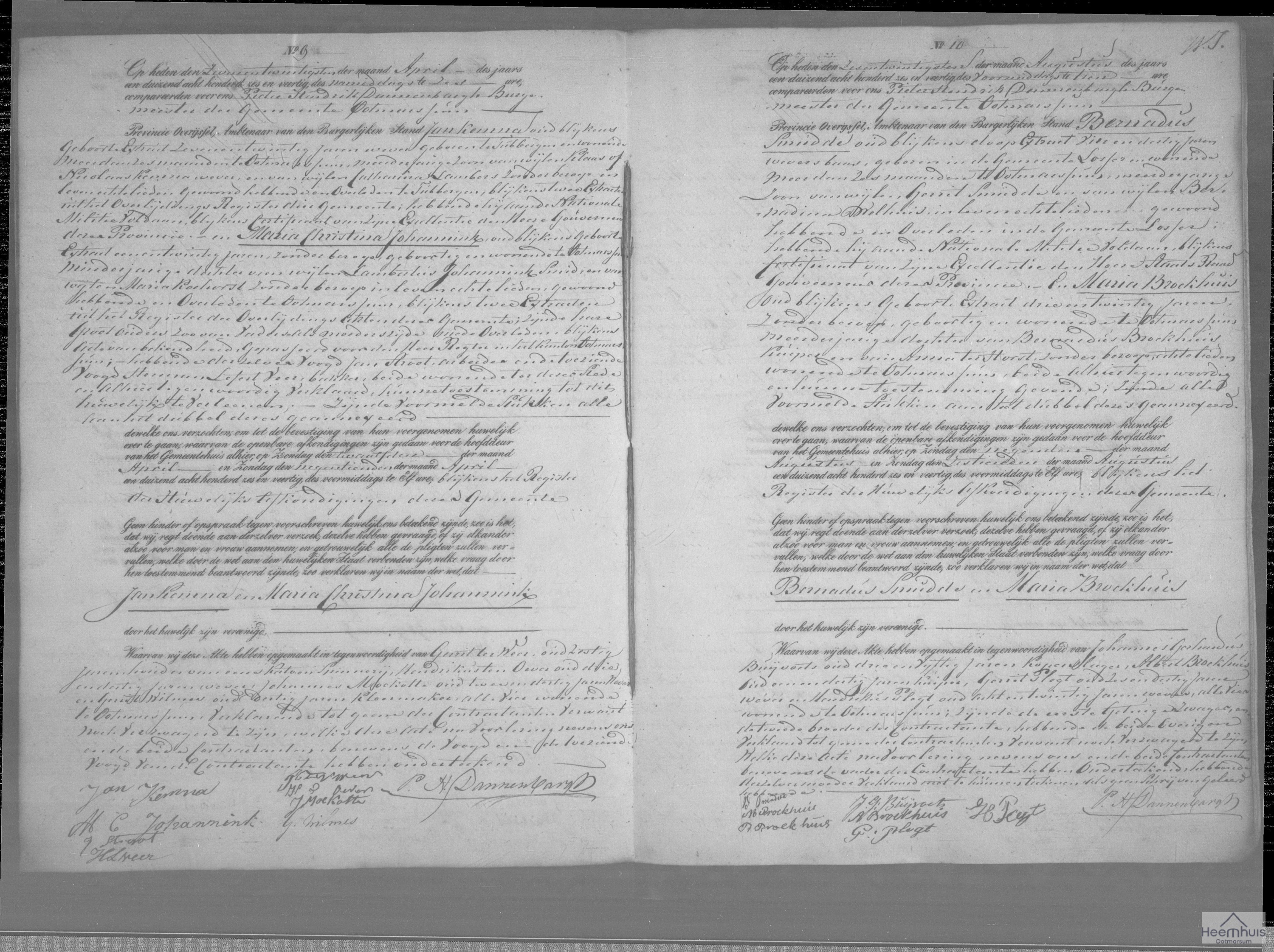 Huwelijksakte van Jan Kemna en Maria Christina Johannink