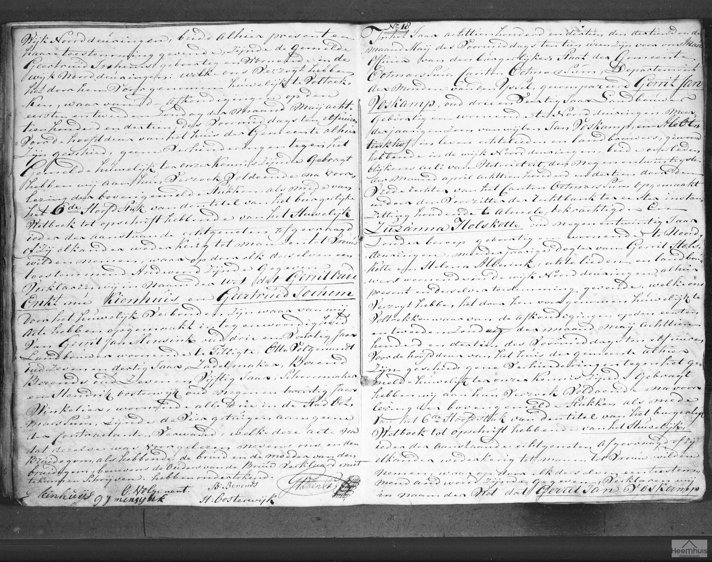 Huwelijksakte van Gerrit Jan Voskamp en Zusanna Holskotte