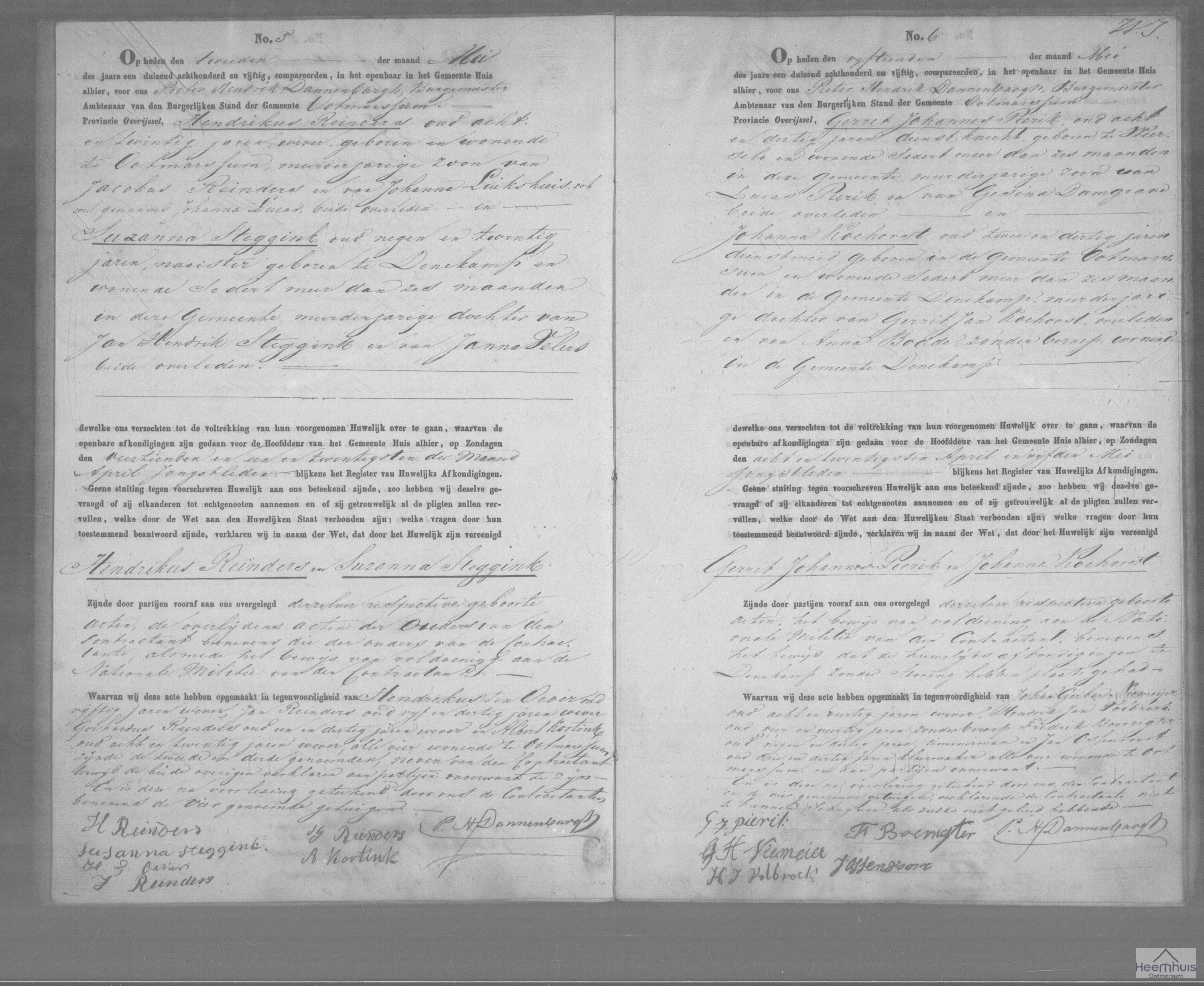 Huwelijksakte van Gerrit Johannes Pierik en Johanna Koehorst Huwelijksakte van Gerrit Johannes Pierik en Johanna Koehorst