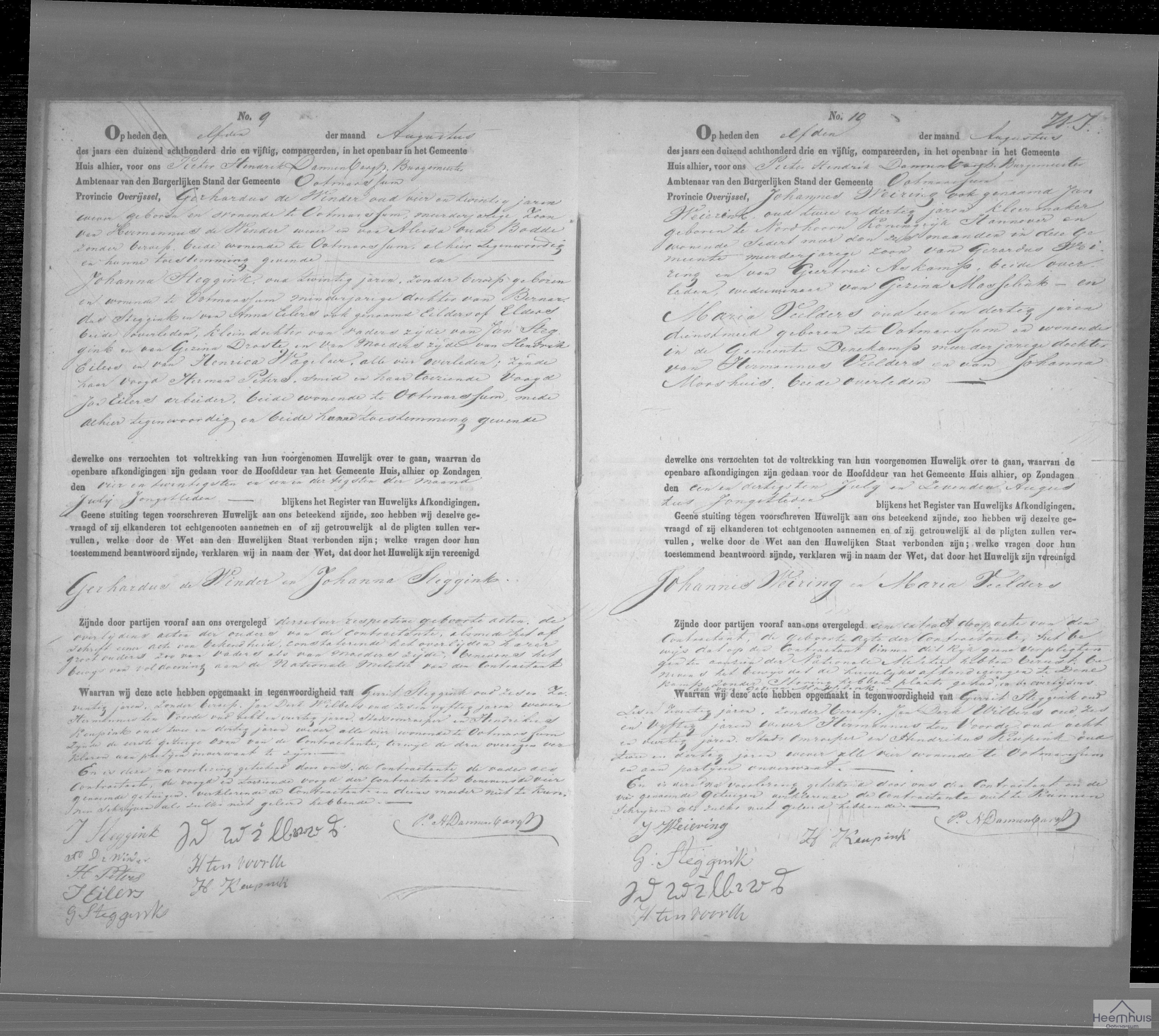 Huwelijksakte van Johannes Weiring en Maria Veelders