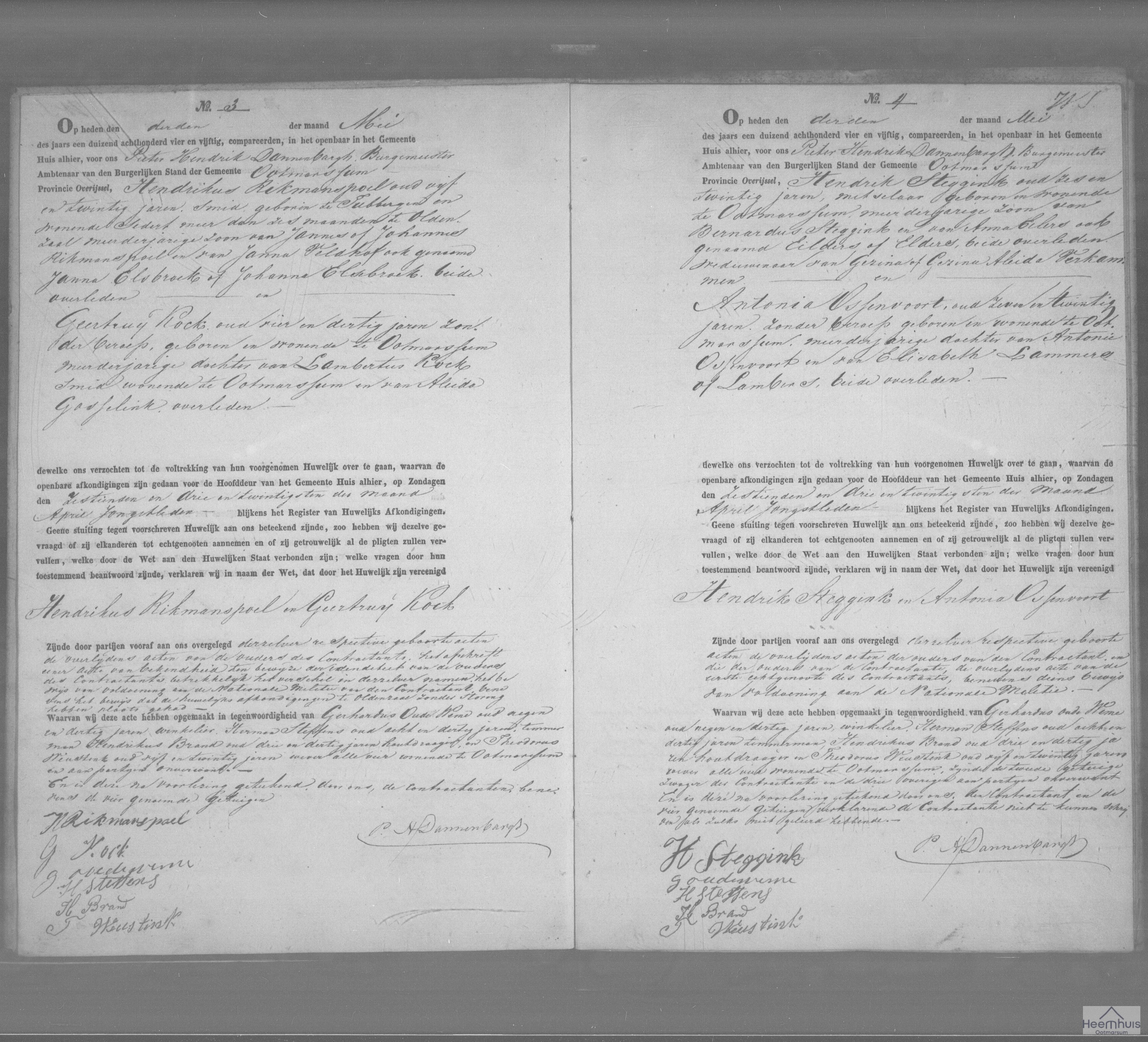 Huwelijksakte van Hendrikus Rikmanspoel en Geertruij Kock Huwelijksakte van Hendrikus Rikmanspoel en Geertruij Kock