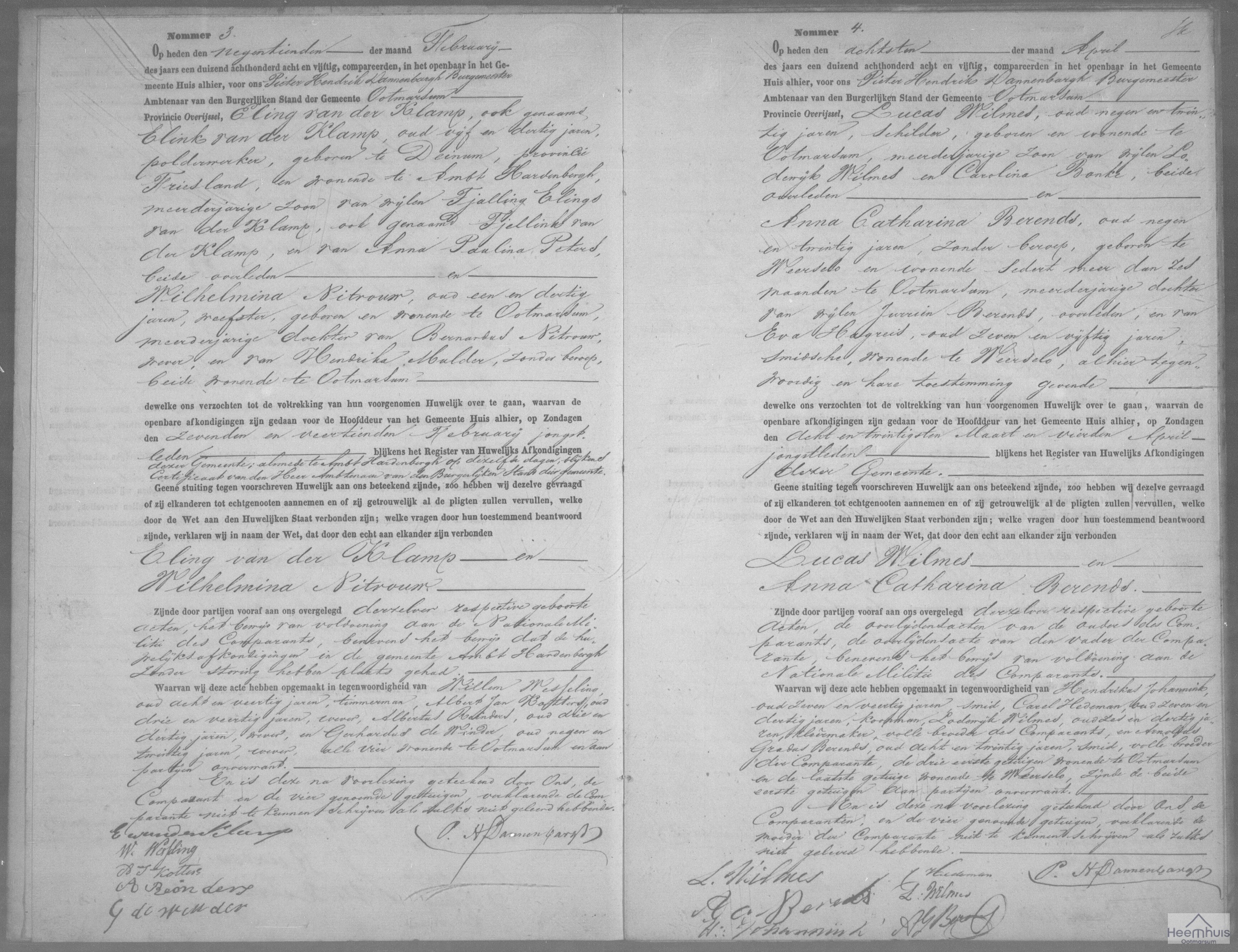 Huwelijksakte van Lucas Wilmes en Anna Catharina Berends