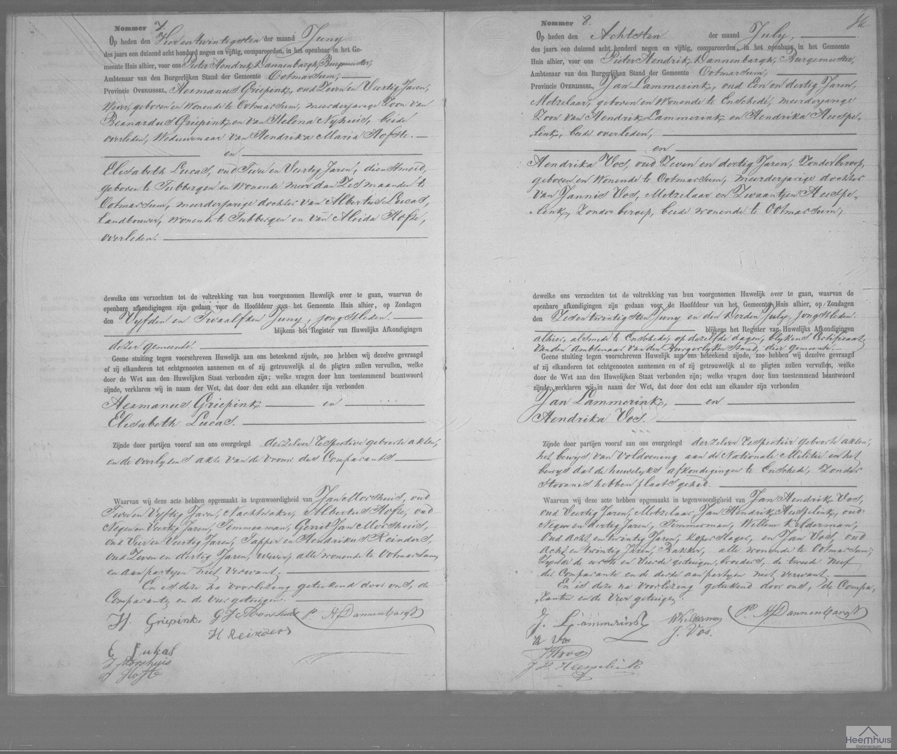 Huwelijksakte van Hermanus Griepink en Elisabeth Lucas Huwelijksakte van Hermanus Griepink en Elisabeth Lucas