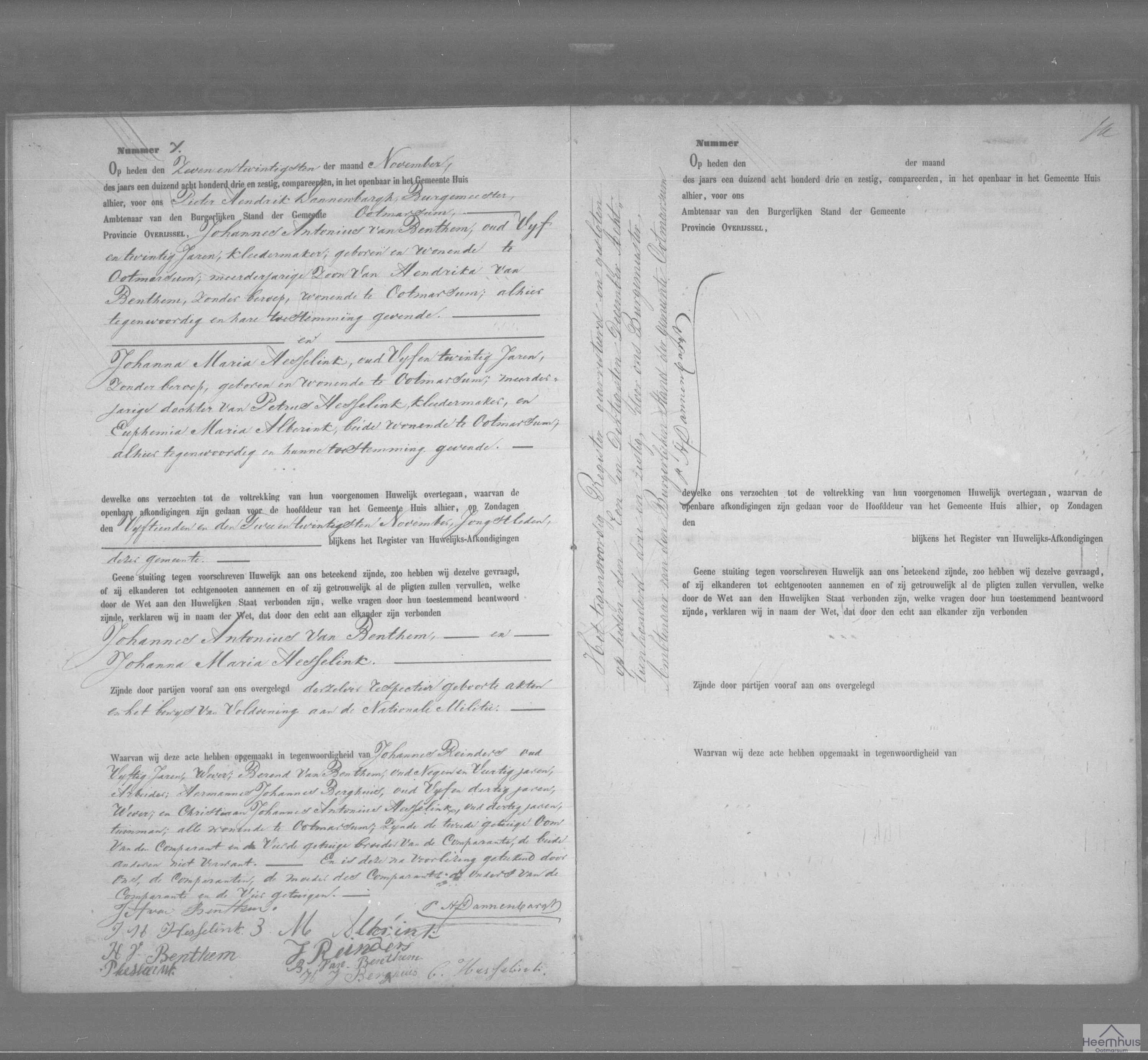 Huwelijksakte van Johannes Antonius van Benthem en Johanna Maria Hesselink Huwelijksakte van Johannes Antonius van Benthem en Johanna Maria Hesselink