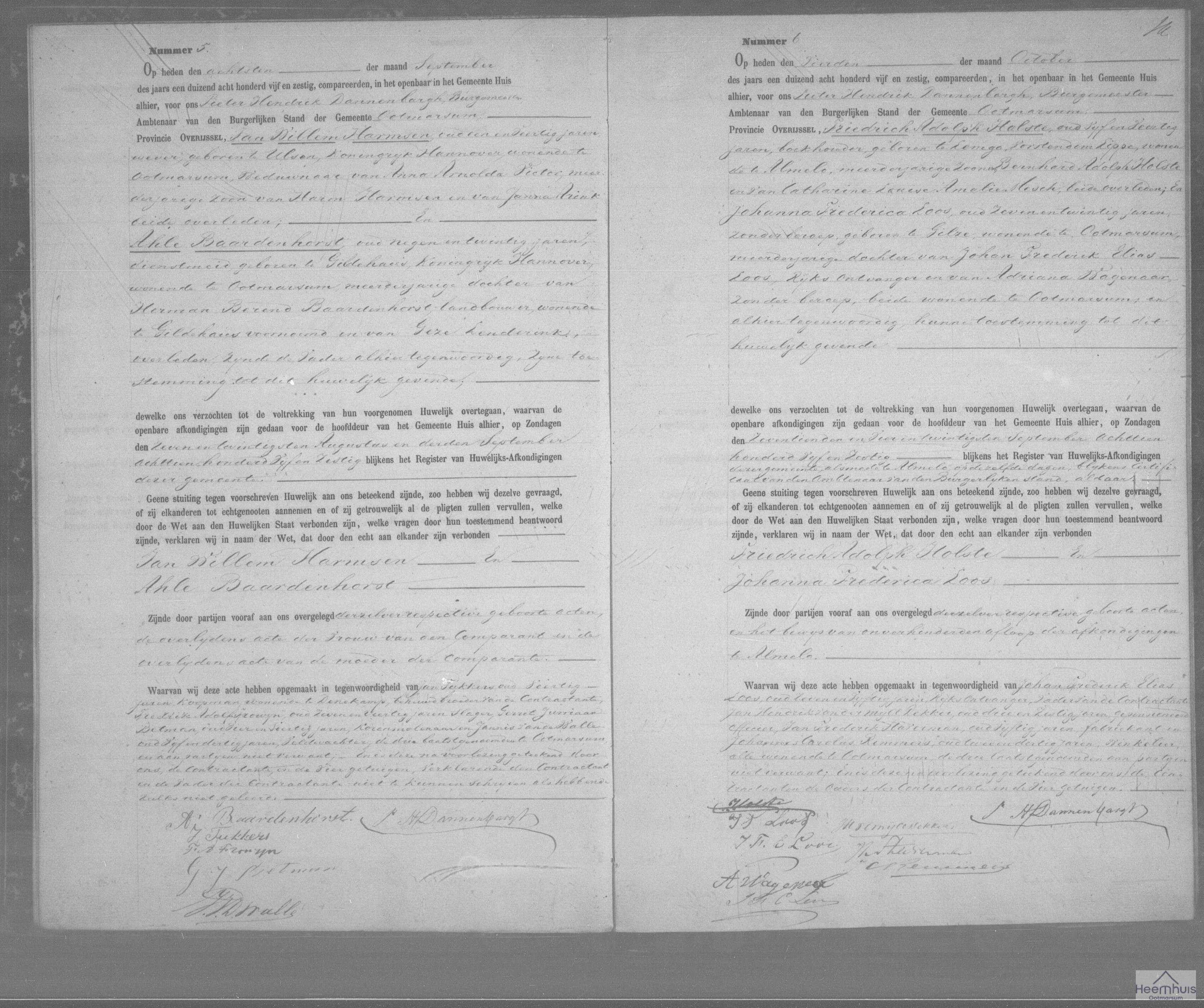 Huwelijksakte van Friedrich Adolph Holste en Johanna Frederica Loos