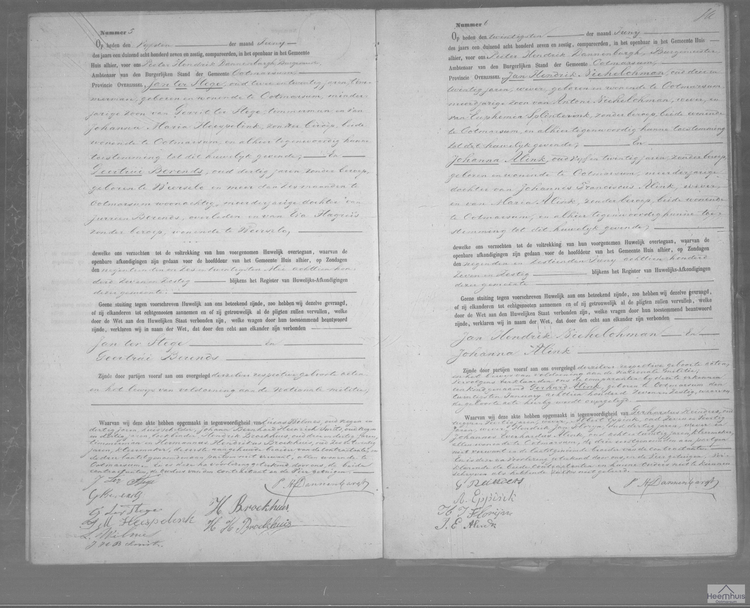 Huwelijksakte van Jan ter Stege en Geertrui Berends