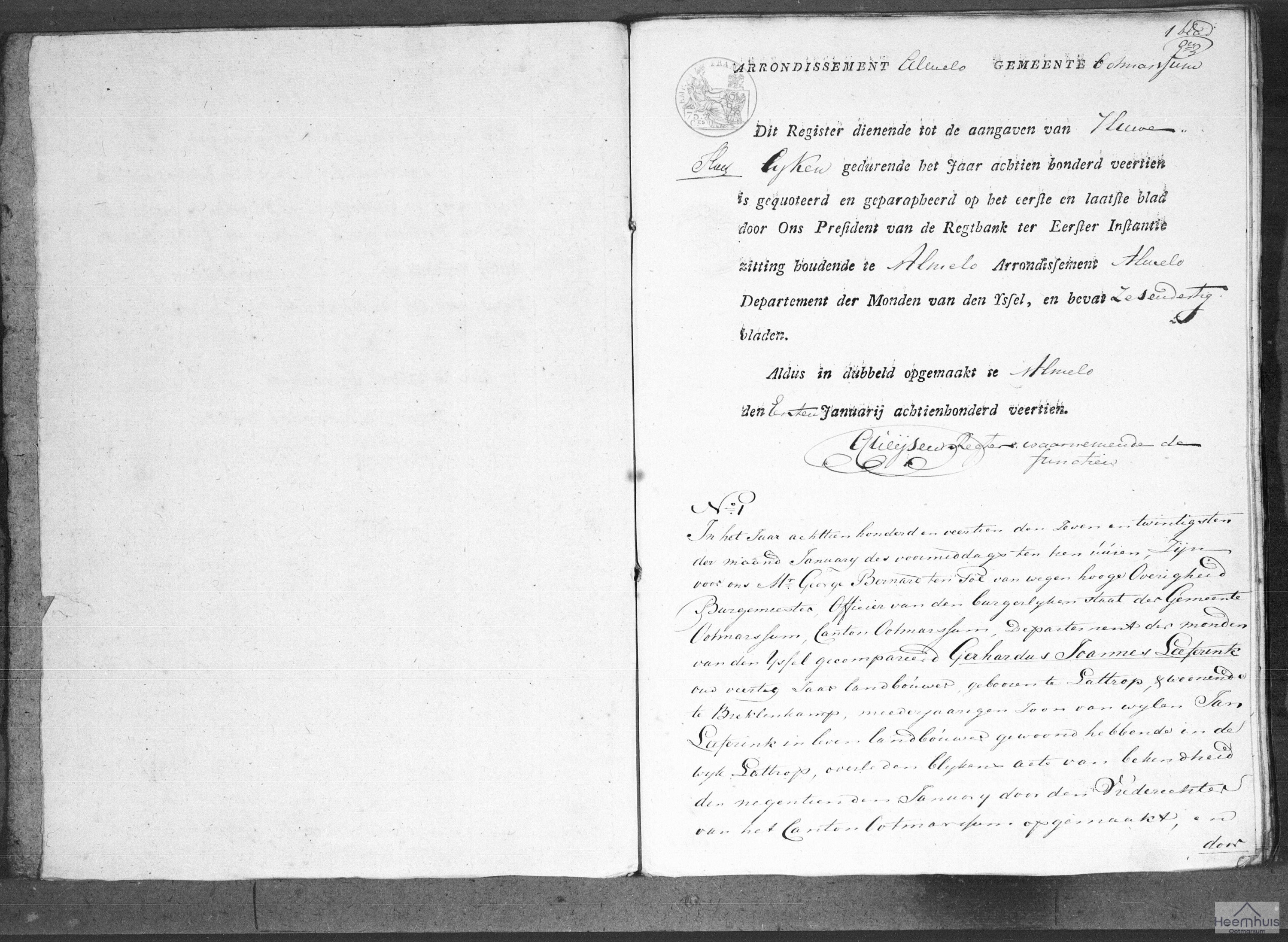 Huwelijksakte van Gerhardus Joannes Leeferink en Elizabeth Haamberg Huwelijksakte van Gerhardus Joannes Leeferink en Elizabeth Haamberg