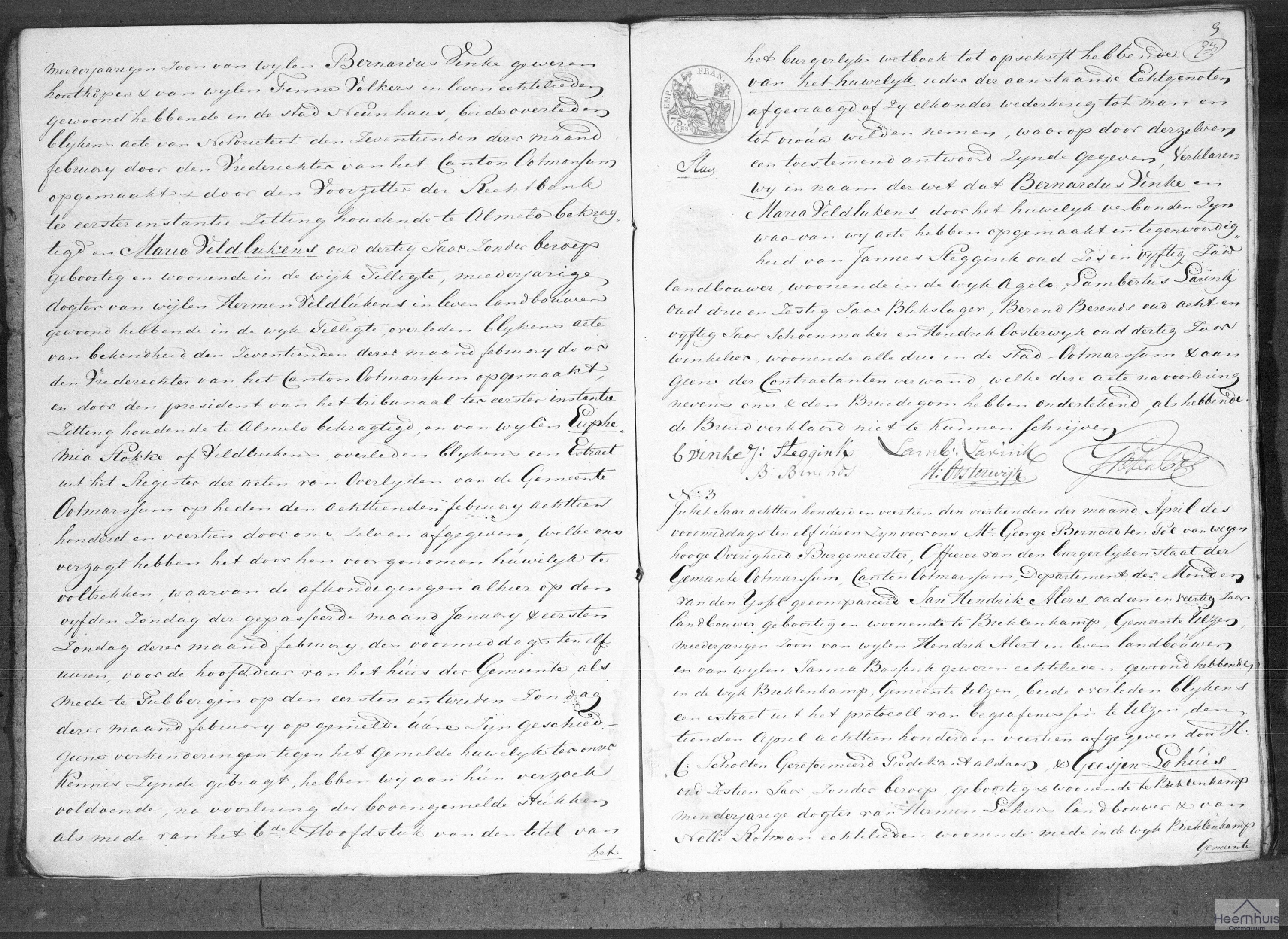 Huwelijksakte van Jan Hendrik Alers en Geesjen Lohuis