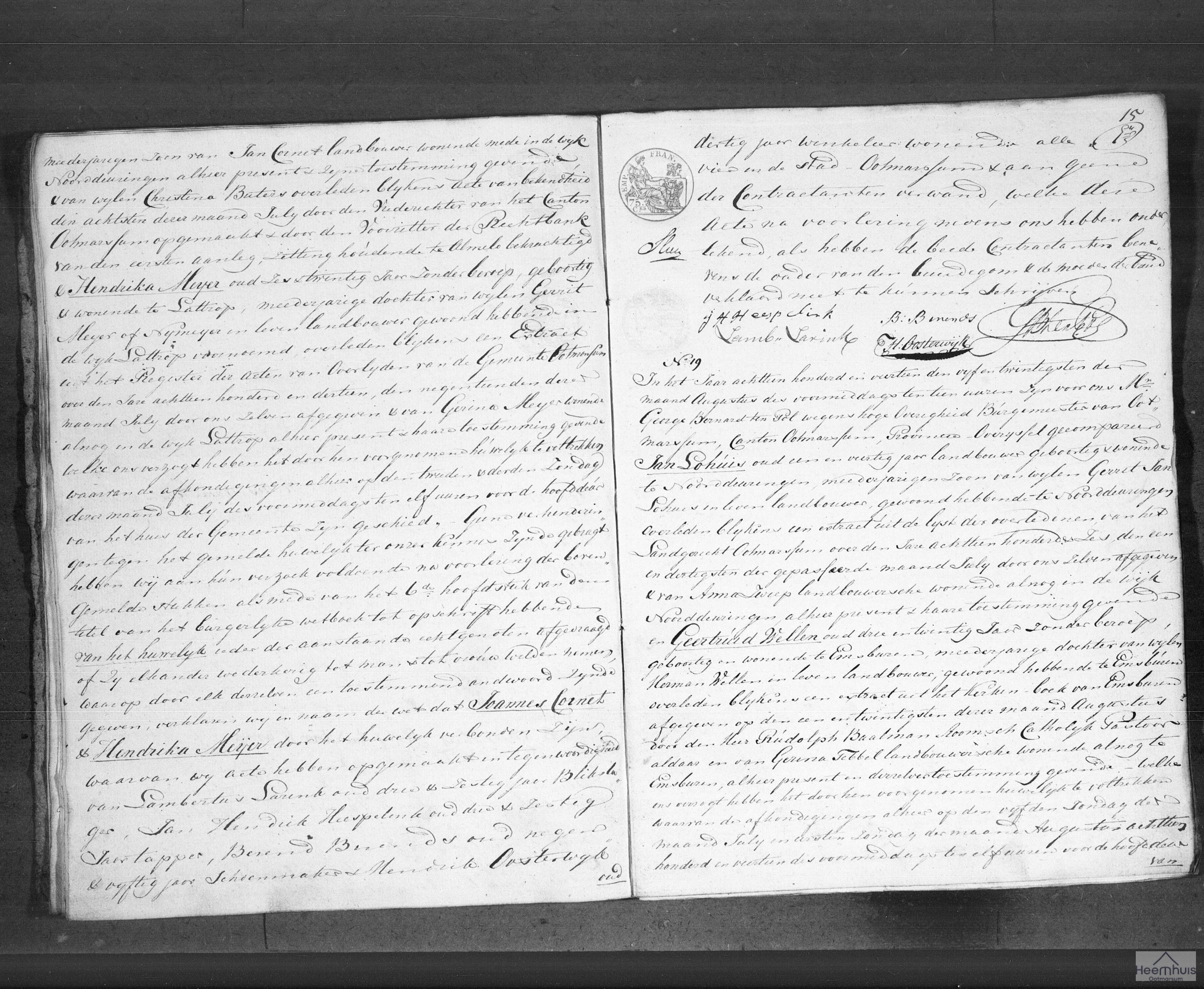 Huwelijksakte van Jan Lohuis en Geertruid Wellen