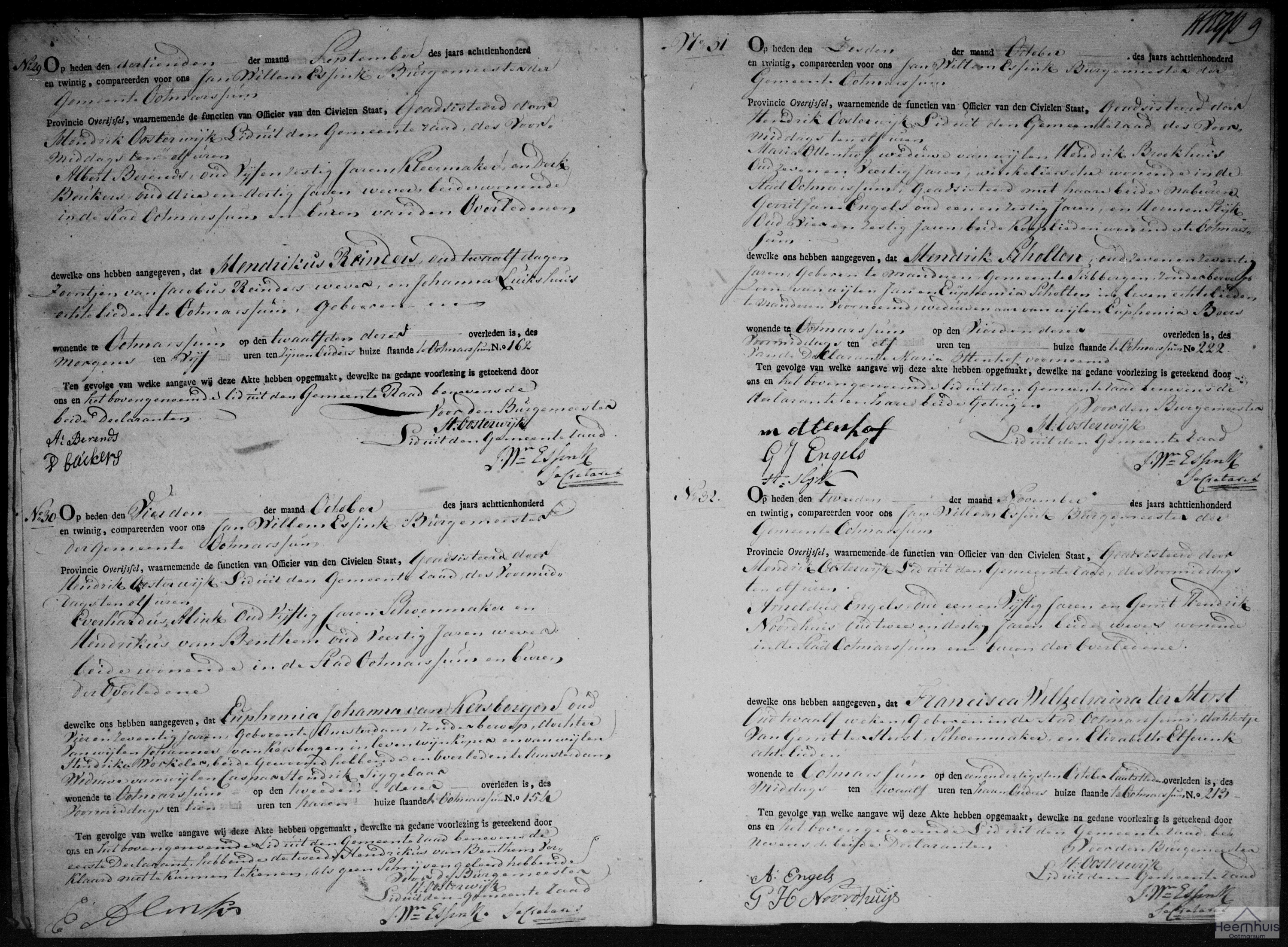 Overlijdensakte van Hendrikus Reinders