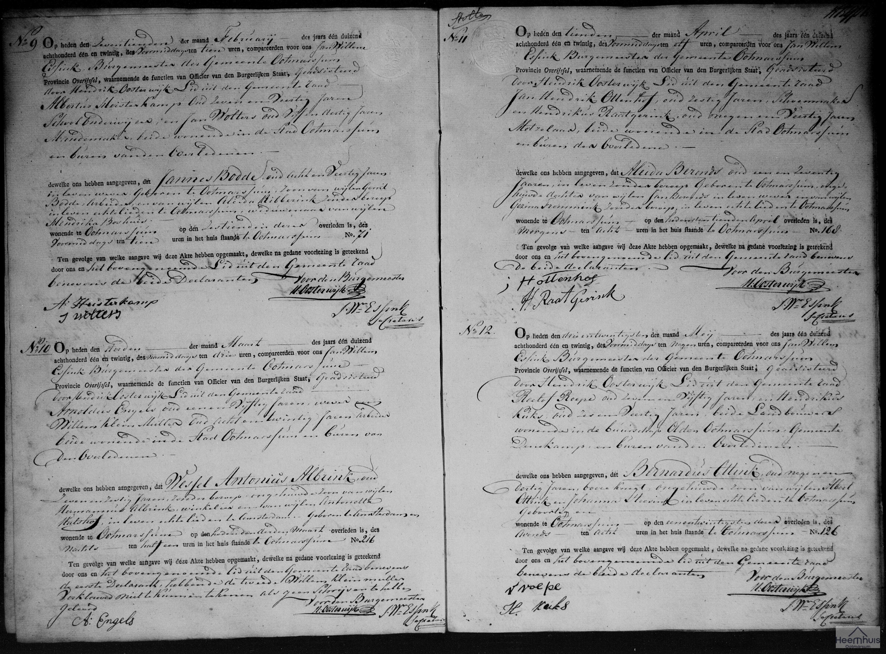 Overlijdensakte van Bernardus Ottink Overlijdensakte van Bernardus Ottink