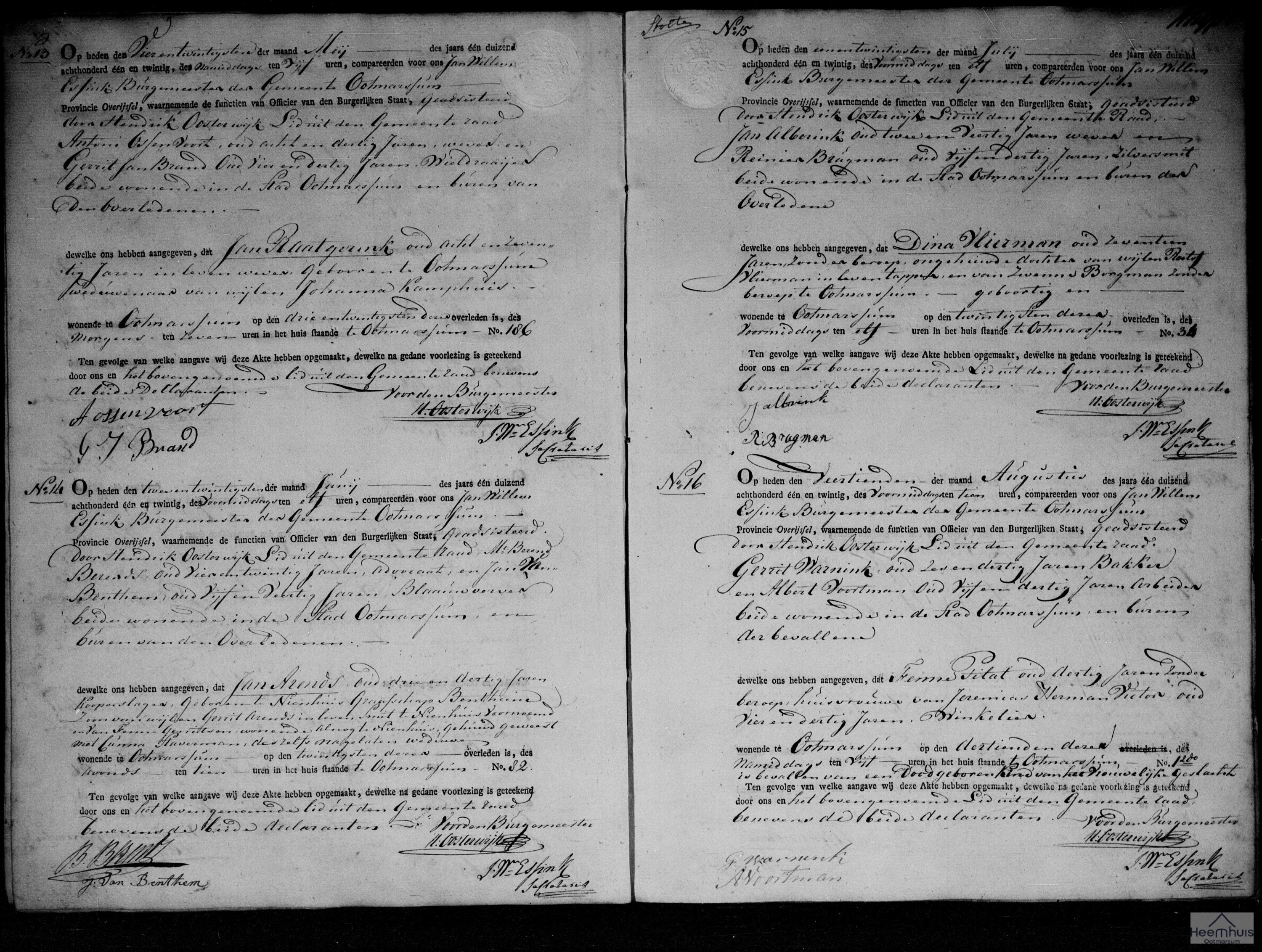 Overlijdensakte van Jan Arends