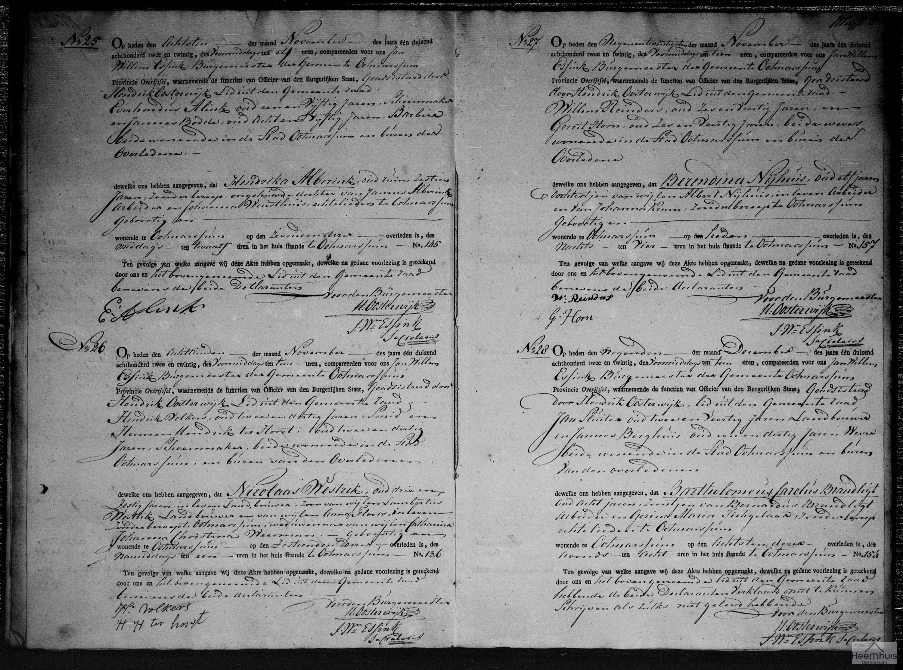 Overlijdensakte van Berendina Nijhuis