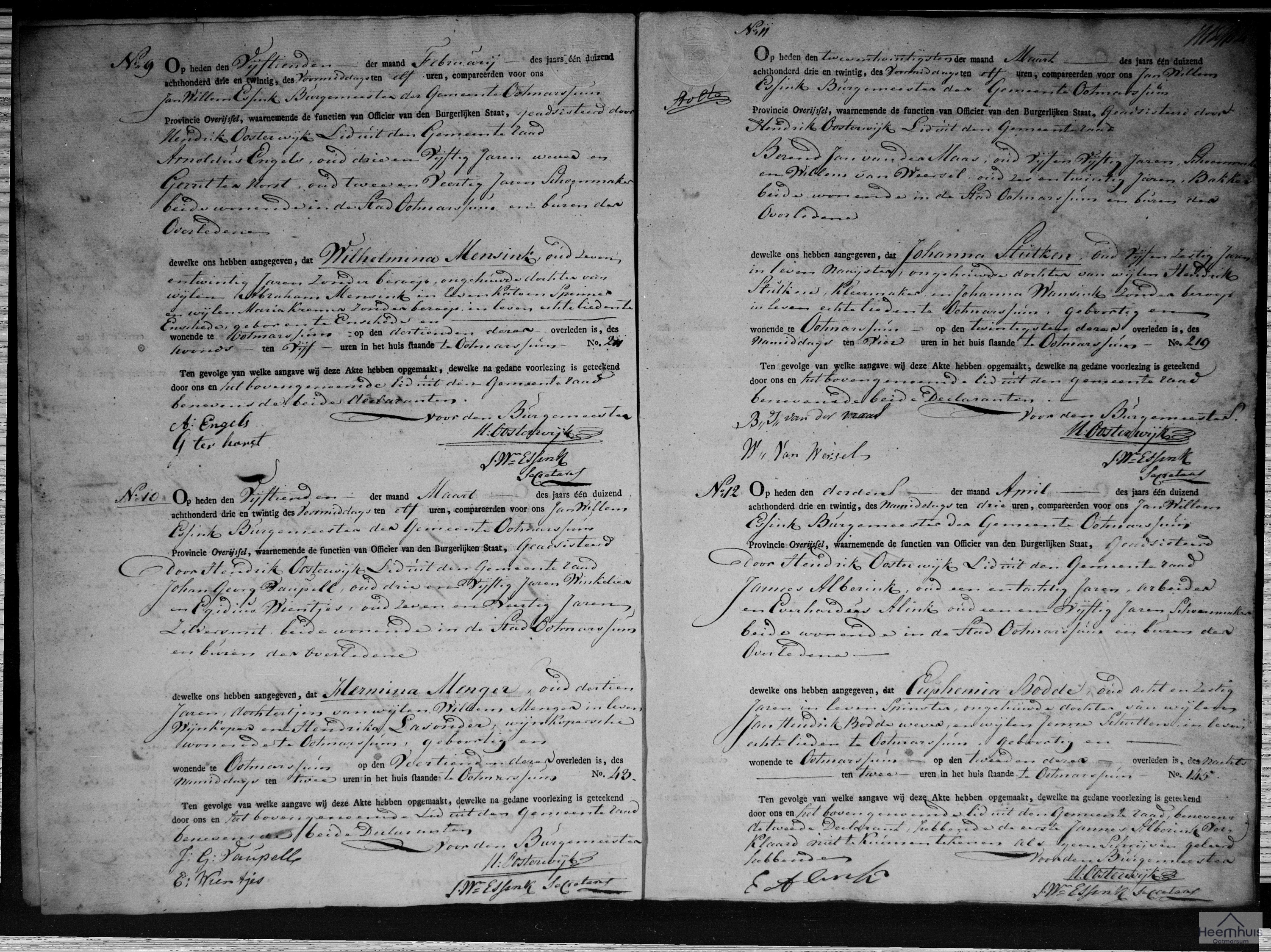 Overlijdensakte van Hermina Menger