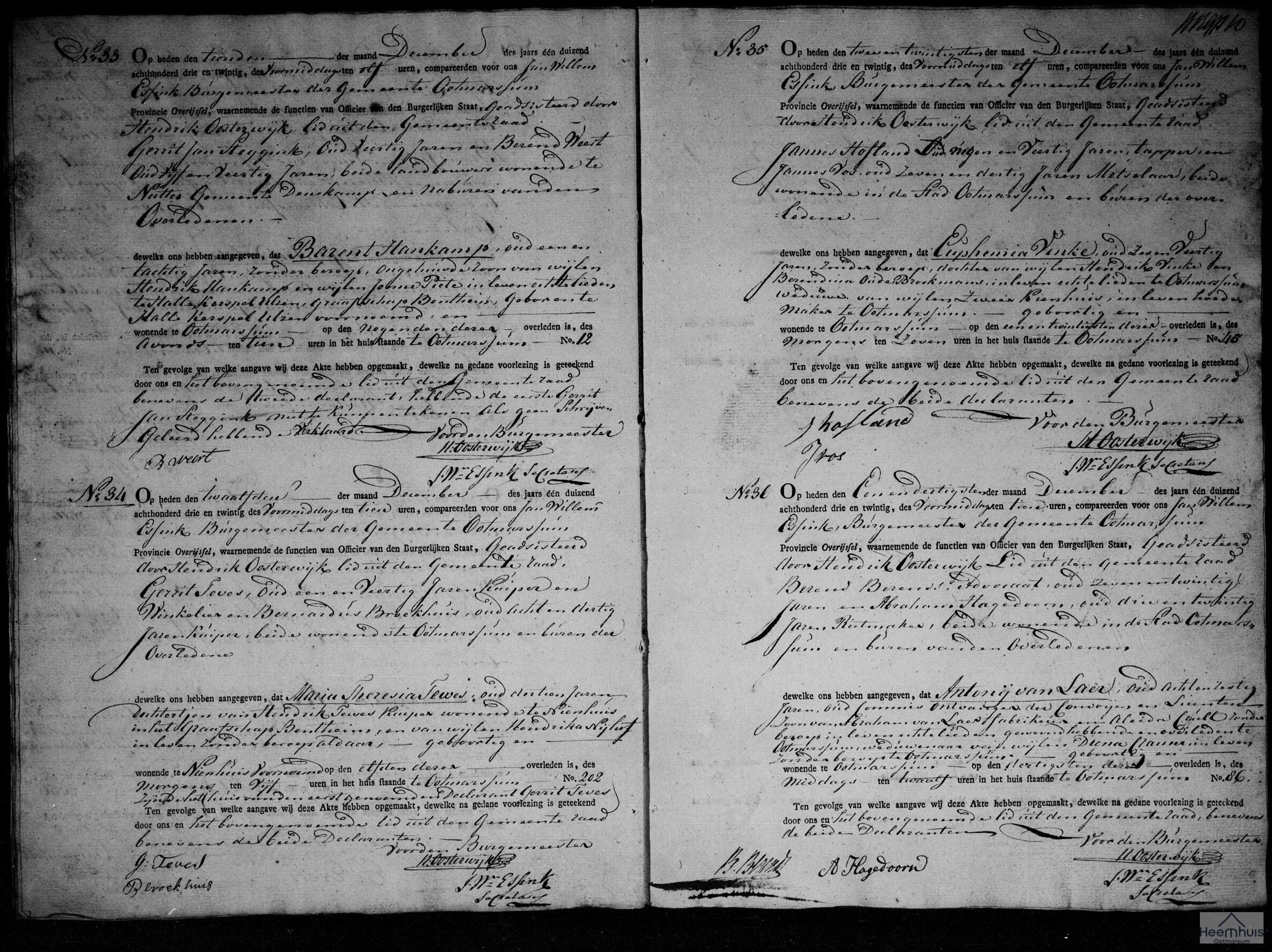 Overlijdensakte van Antonij van Laer