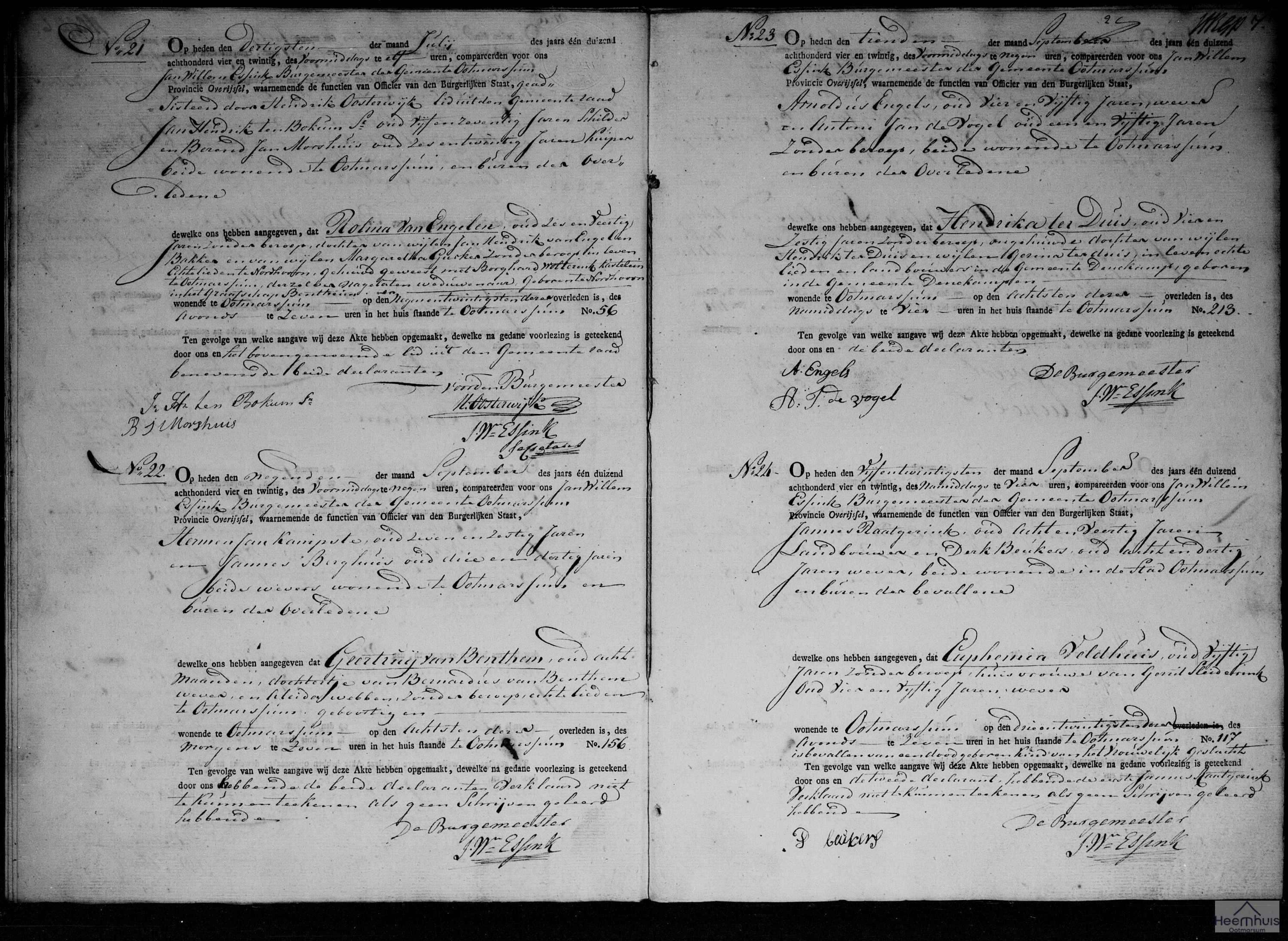 Overlijdensakte van levenloos geboren kind Sleiderink