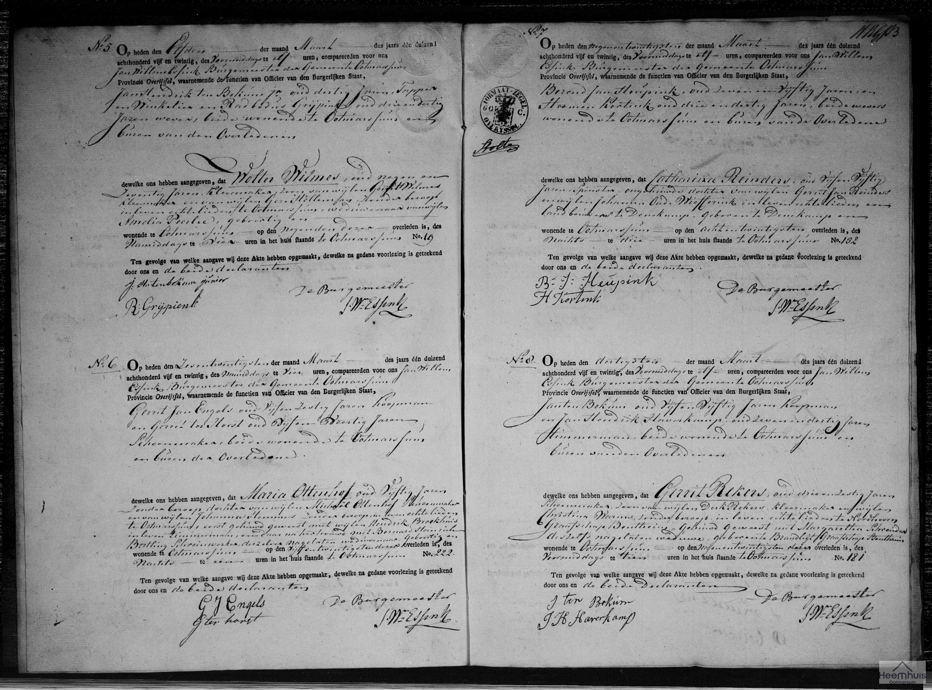 Overlijdensakte van Gerrit Rekers