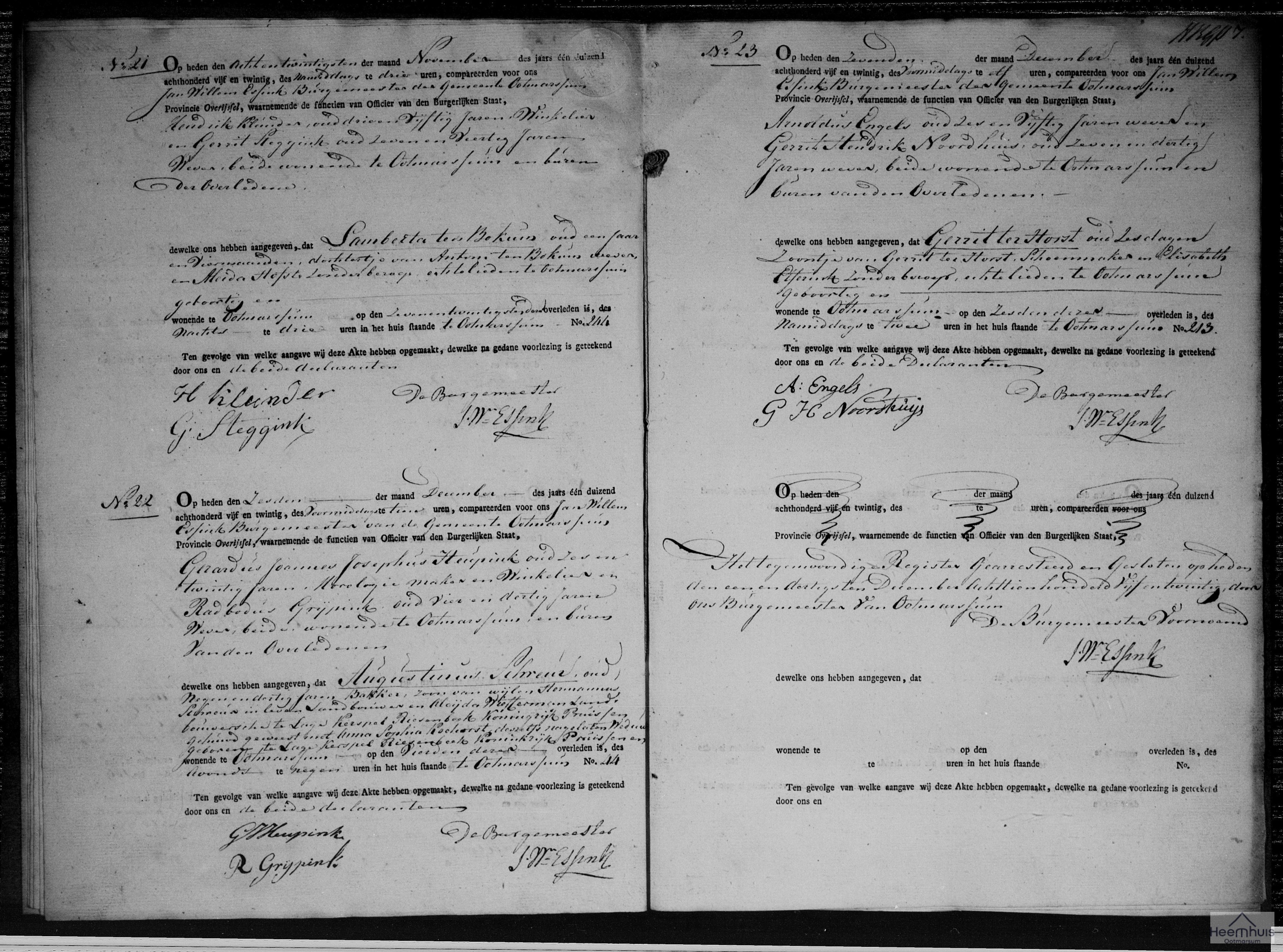 Overlijdensakte van Lamberta ten Bokum