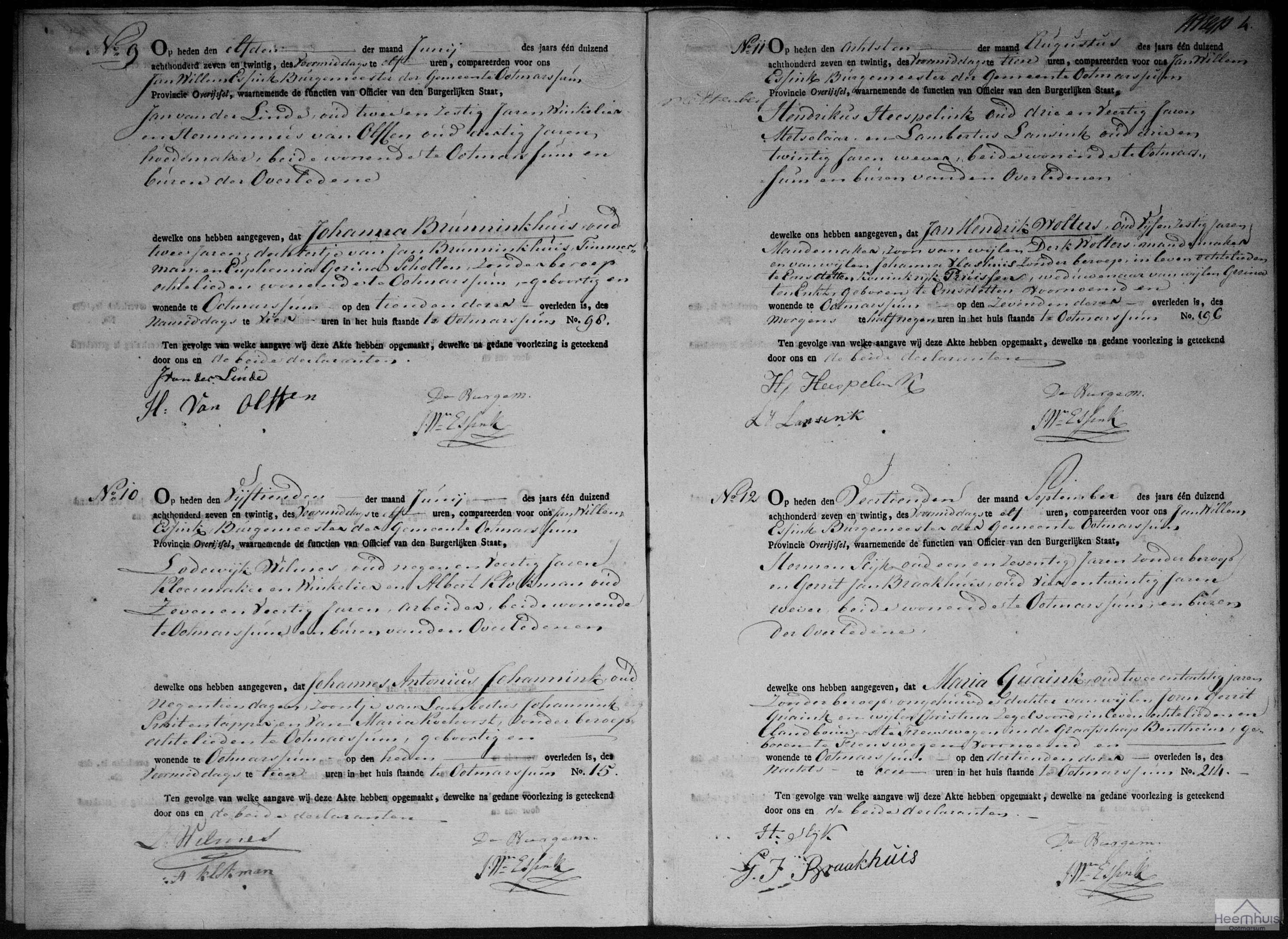 Overlijdensakte van Johannes Antonius Johannink