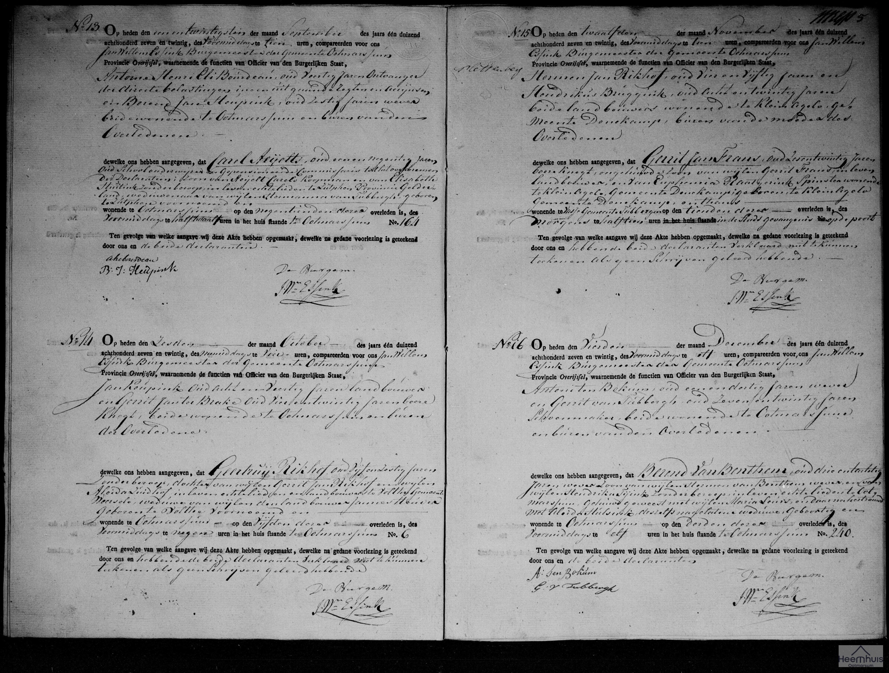 Overlijdensakte van Berend van Benthem Overlijdensakte van Berend van Benthem