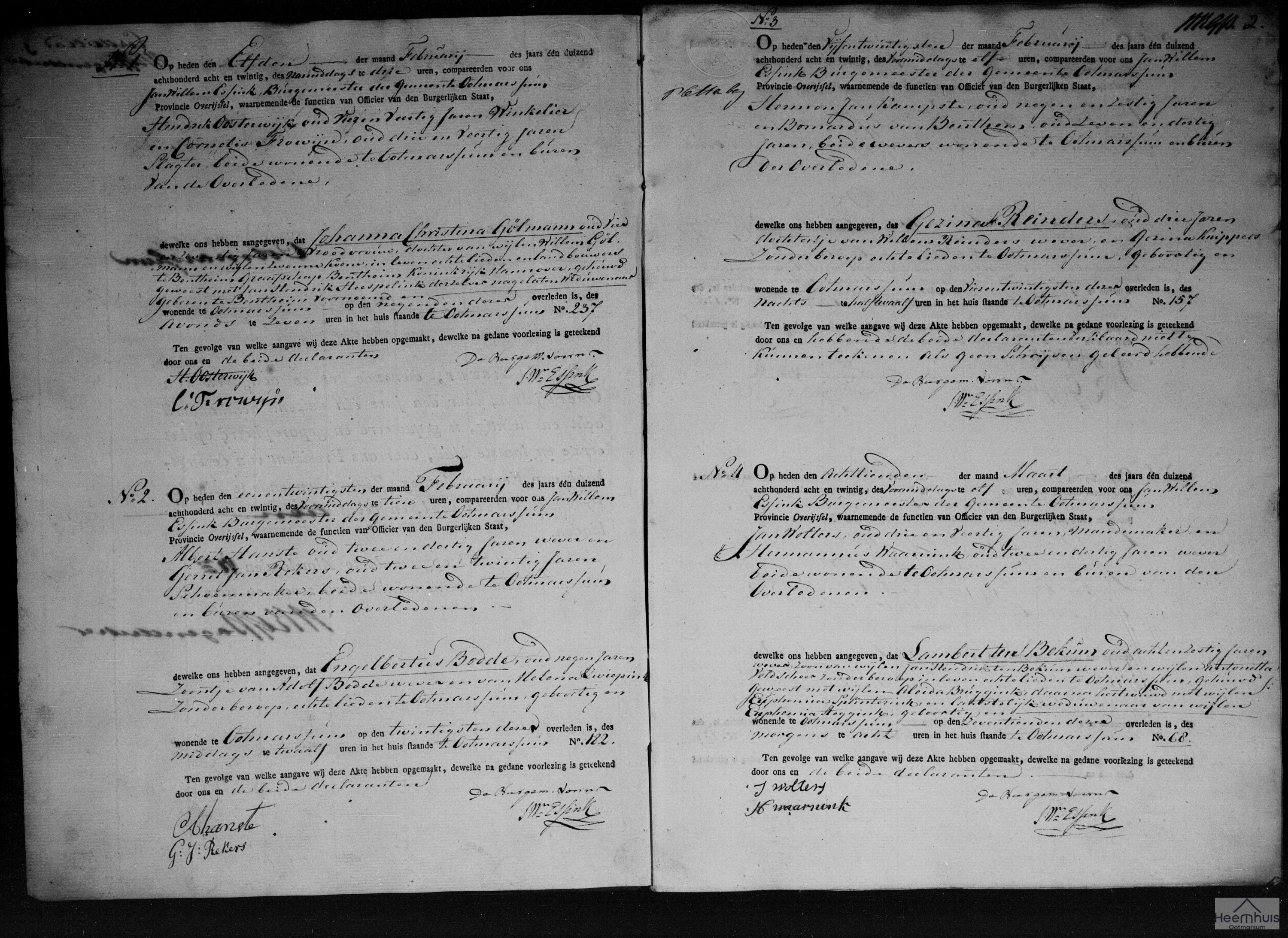 Overlijdensakte van Gezina Reinders