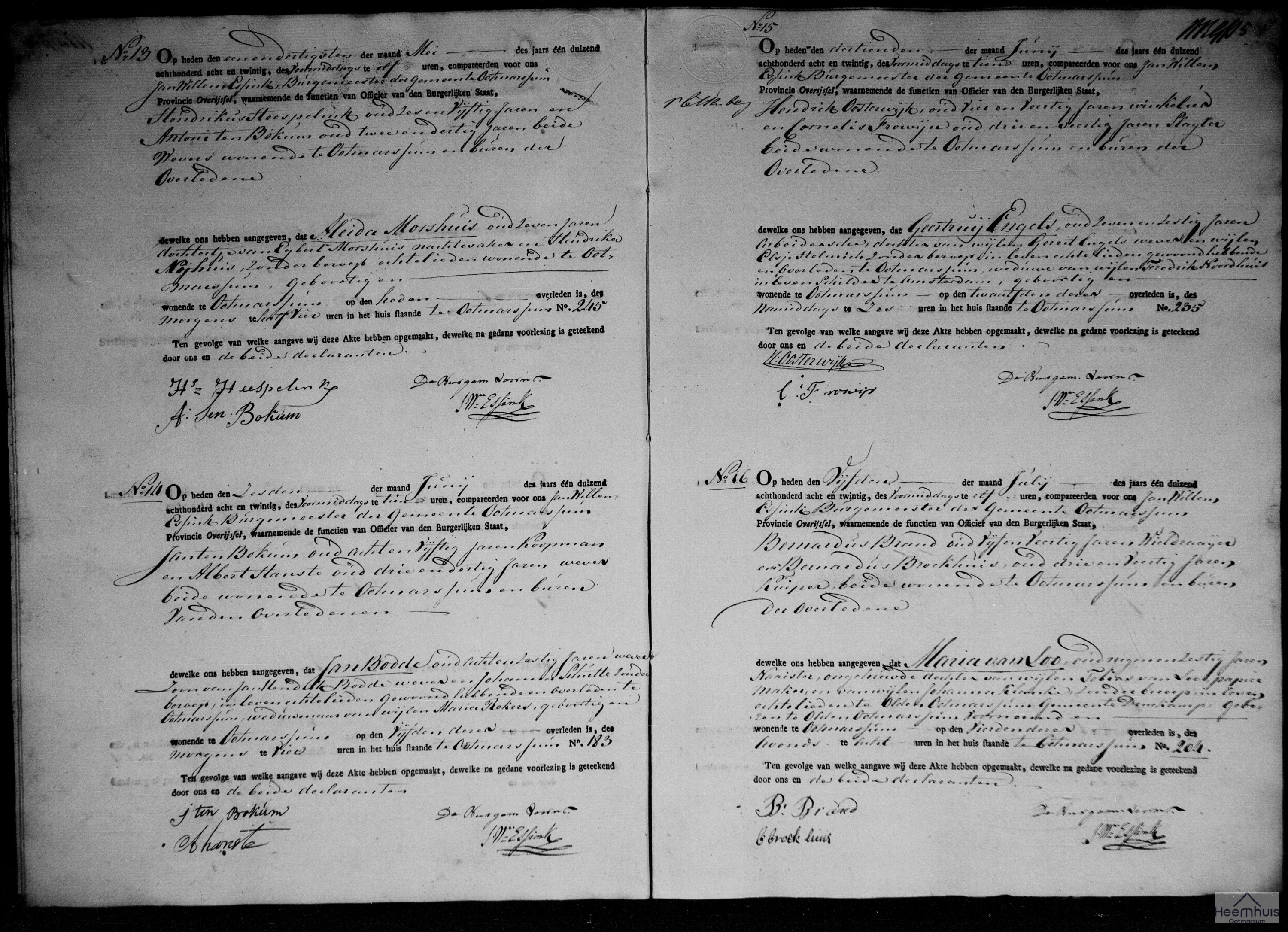 Overlijdensakte van Aleida Morshuis