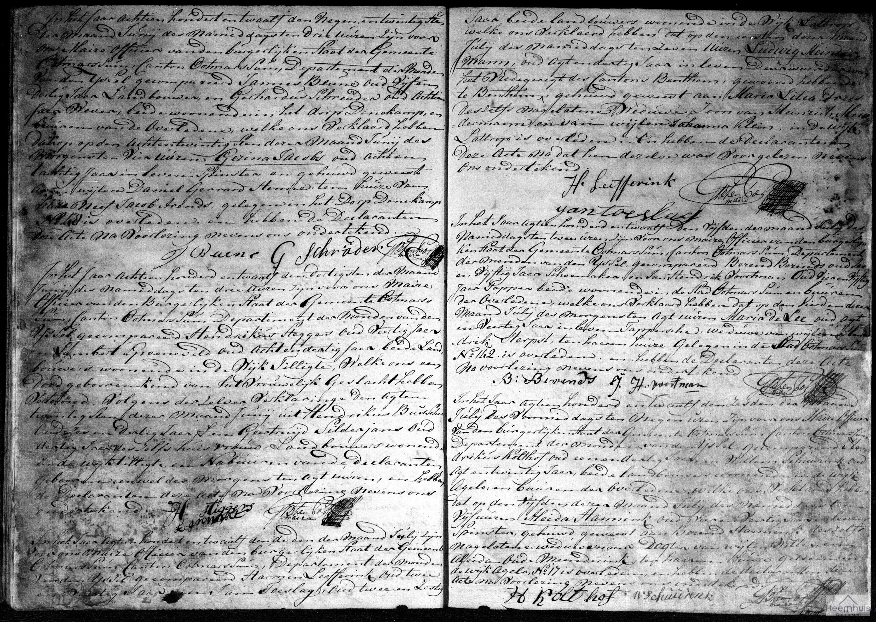 Overlijdensakte van Aleida Hannink