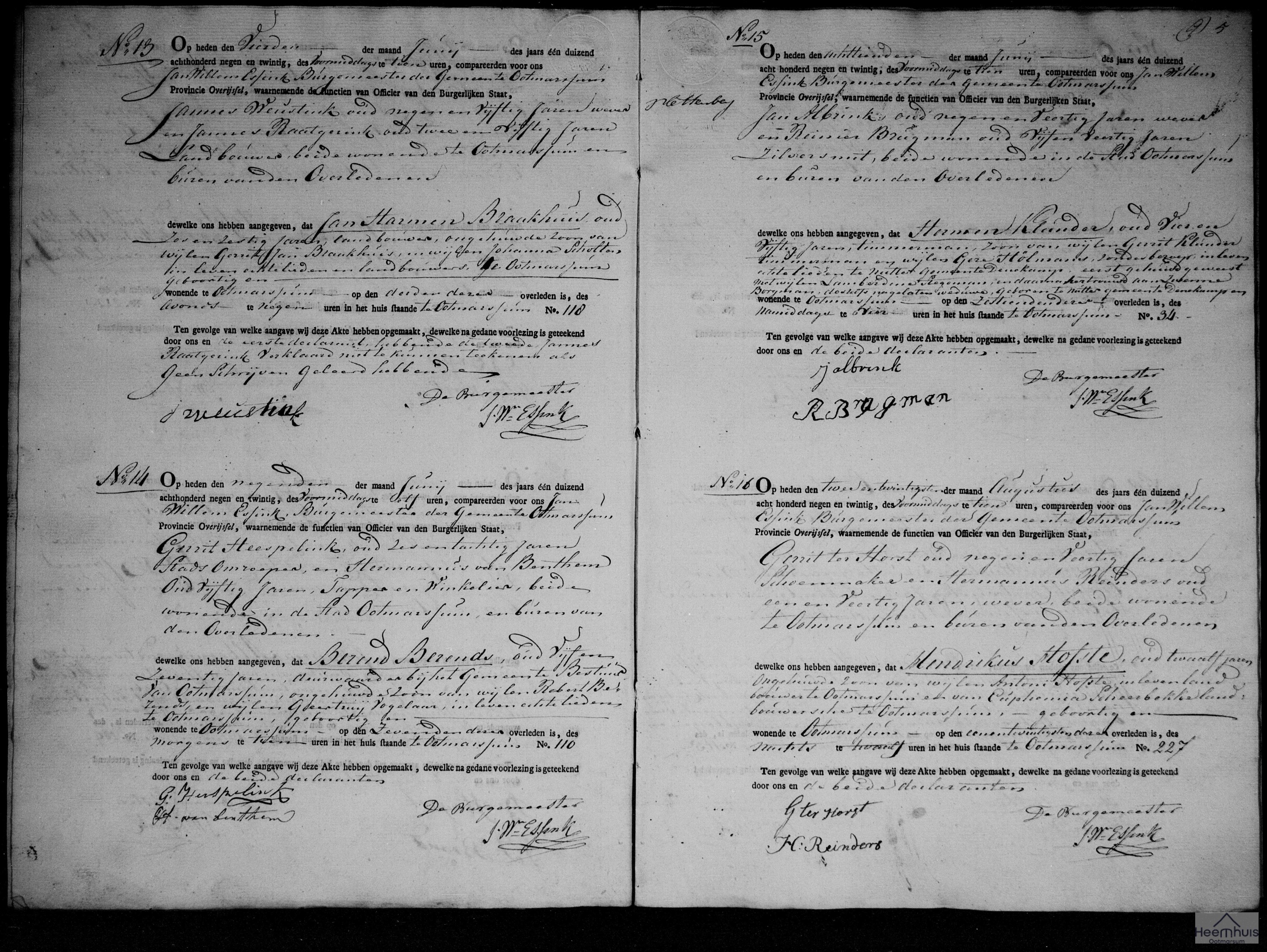 Overlijdensakte van Berend Berends Overlijdensakte van Berend Berends