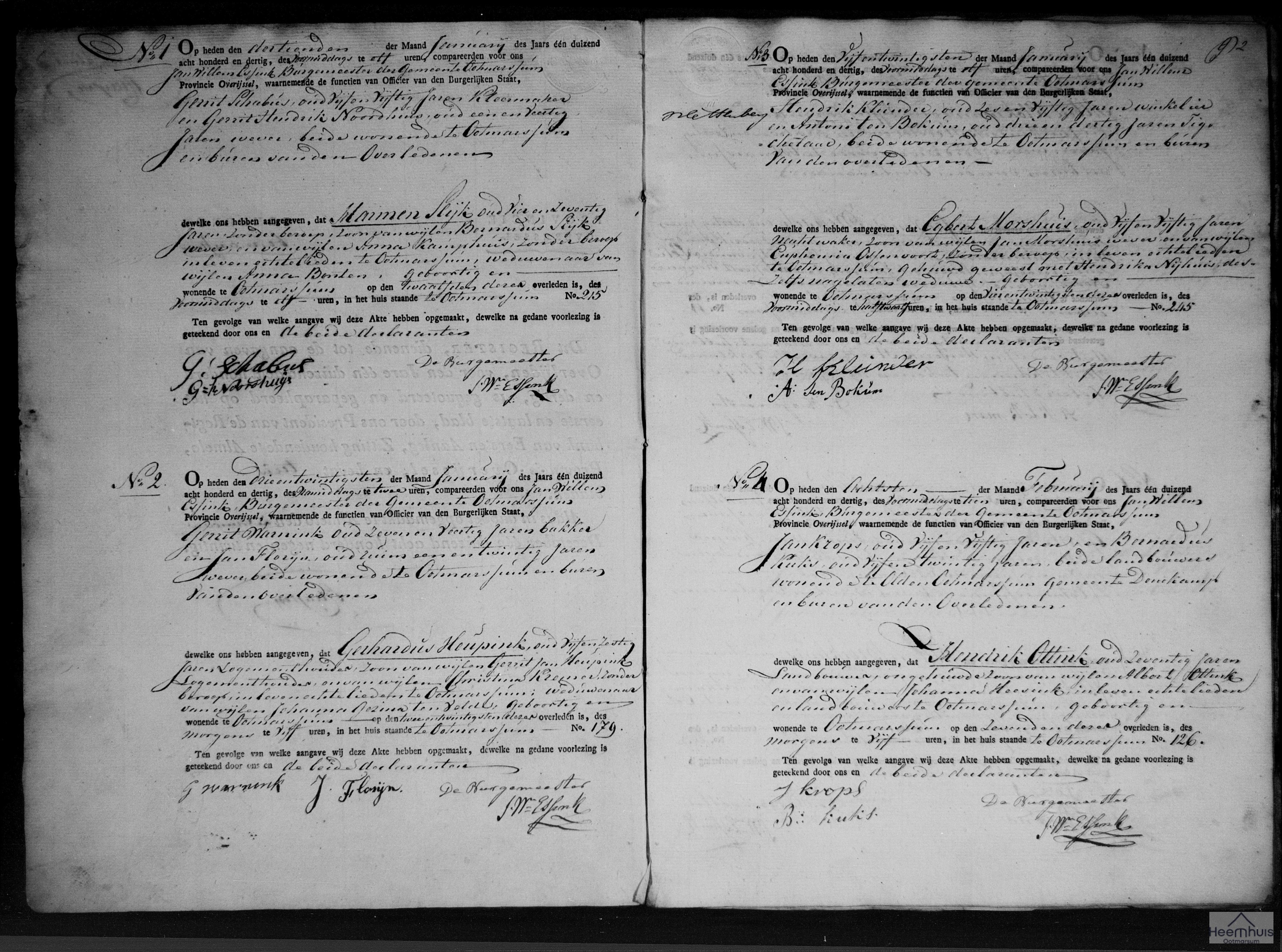 Overlijdensakte van Gerhardus Heupink