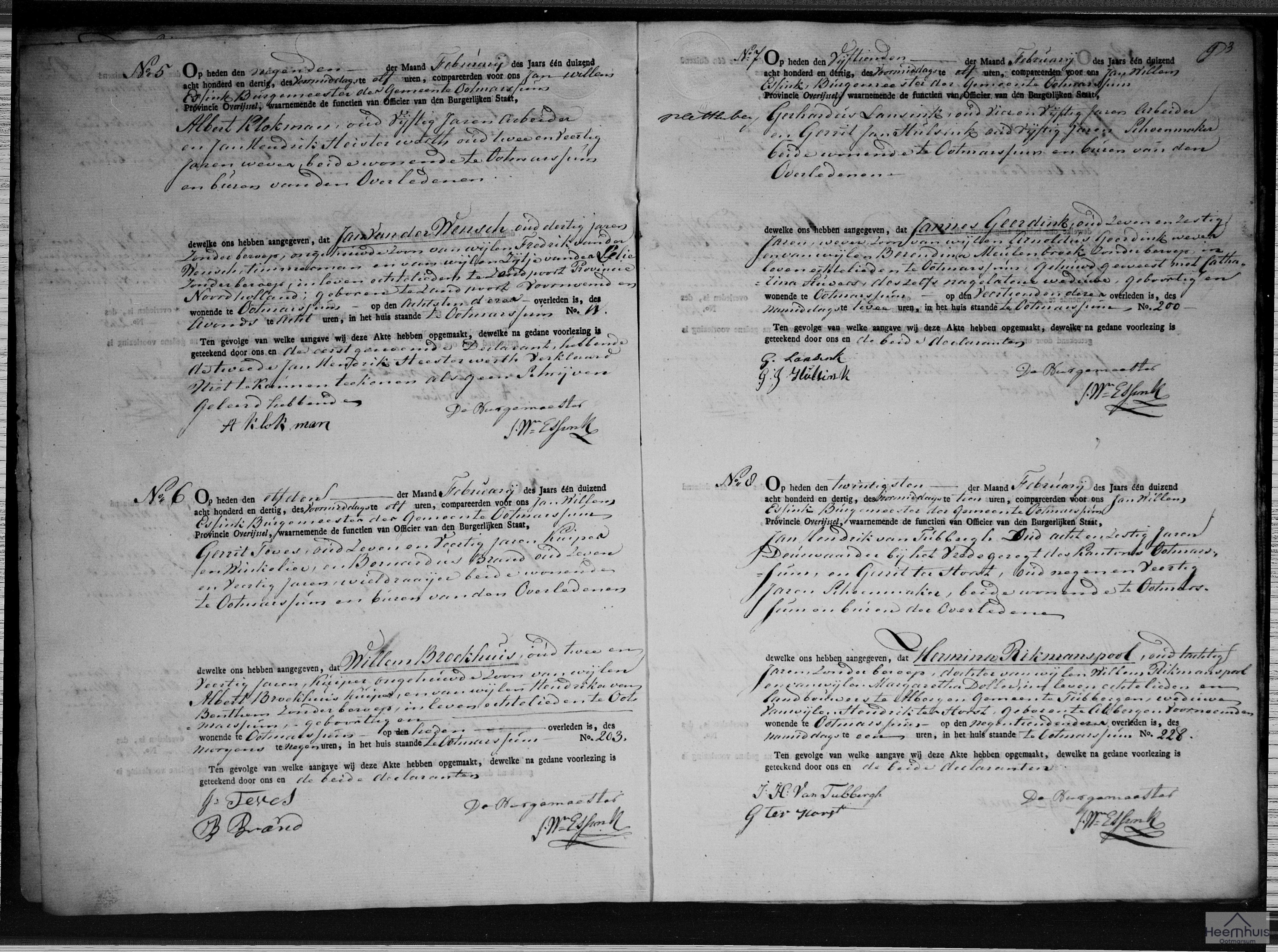 Overlijdensakte van Jannes Geerdink